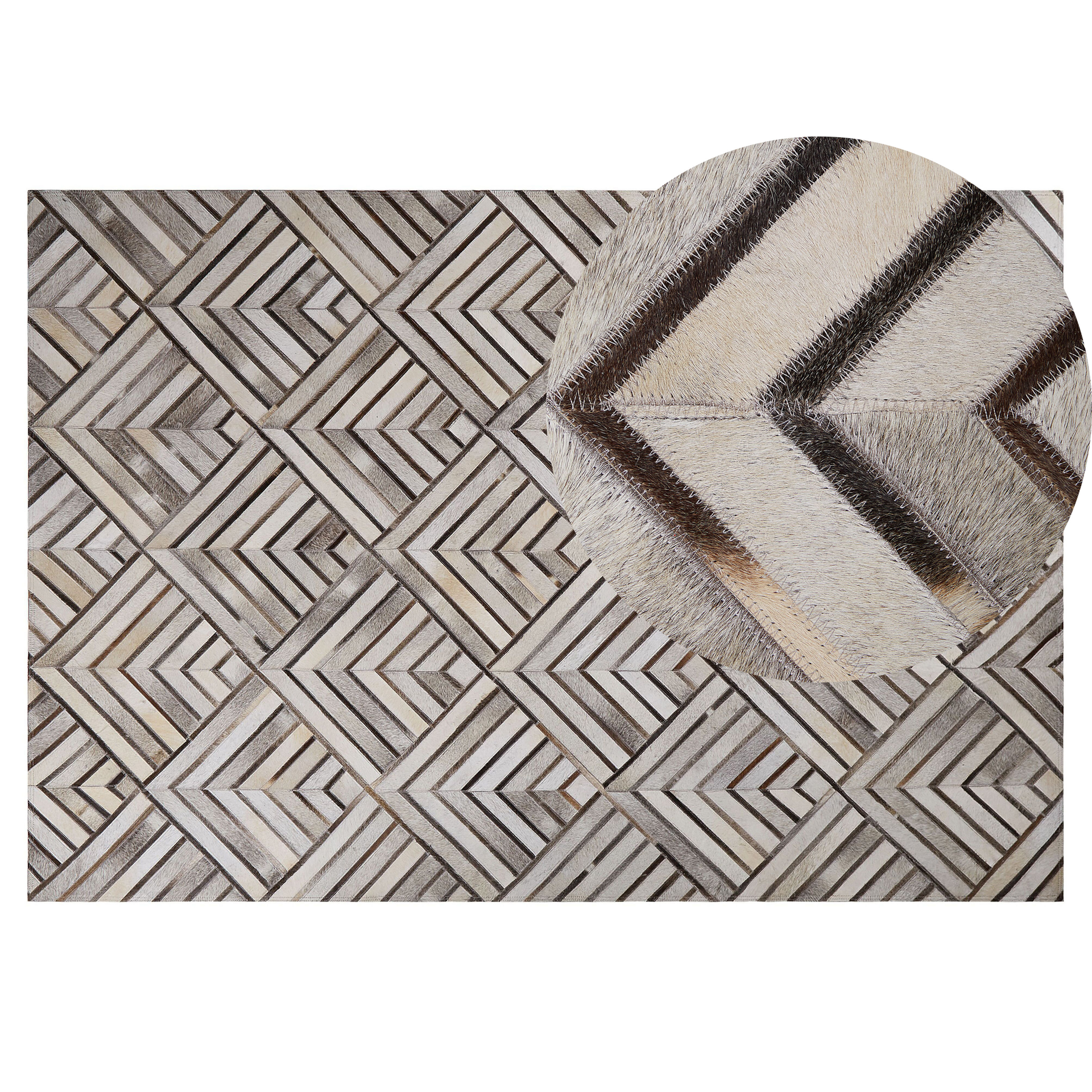 Beliani Dywan patchwork skórzany 140 x 200 cm beżowy TEKIR