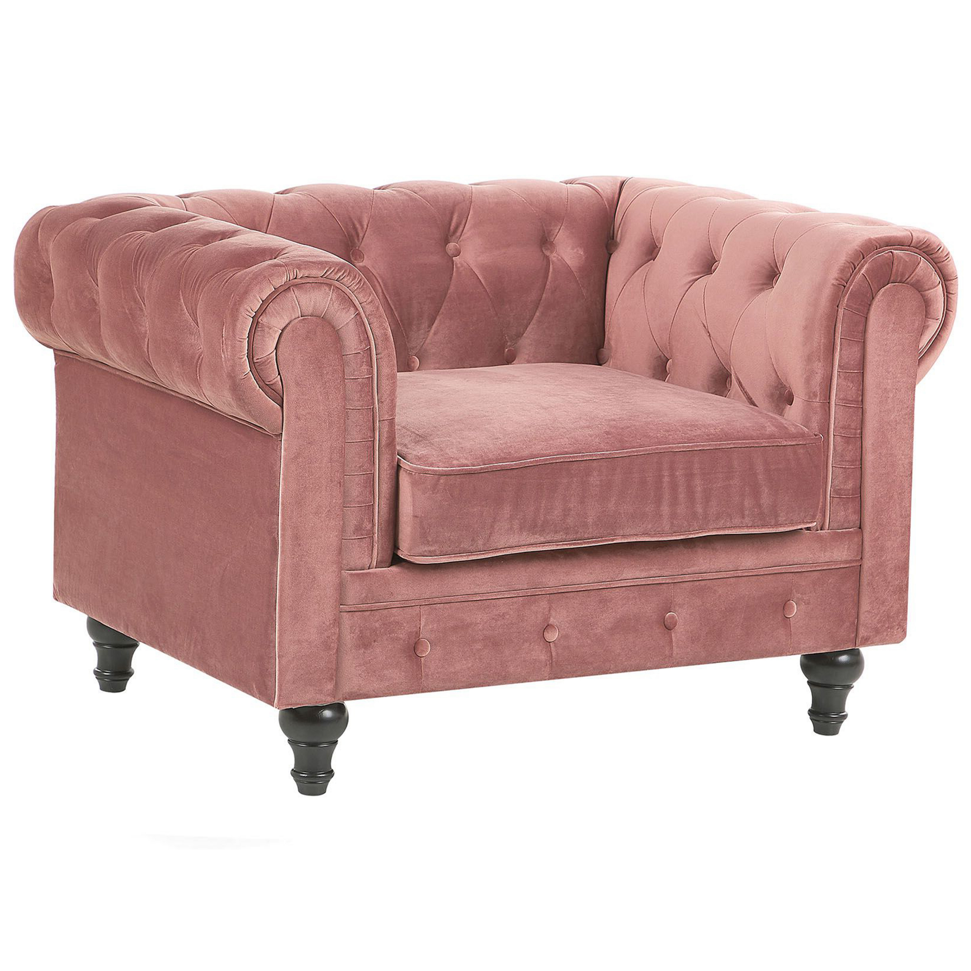 Beliani Fotel welurowy różowy CHESTERFIELD