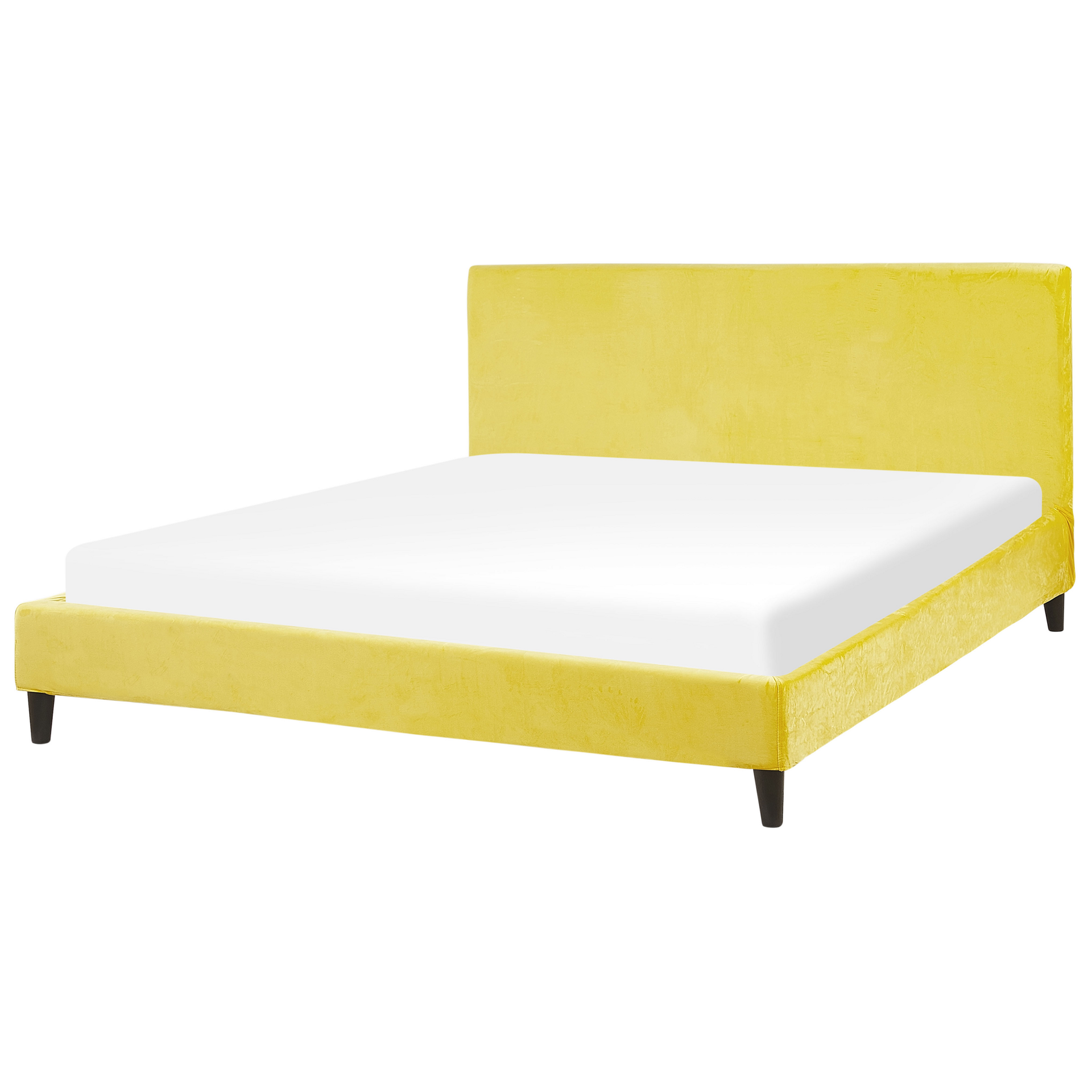 Beliani Łóżko welurowe 180 x 200 cm żółte FITOU