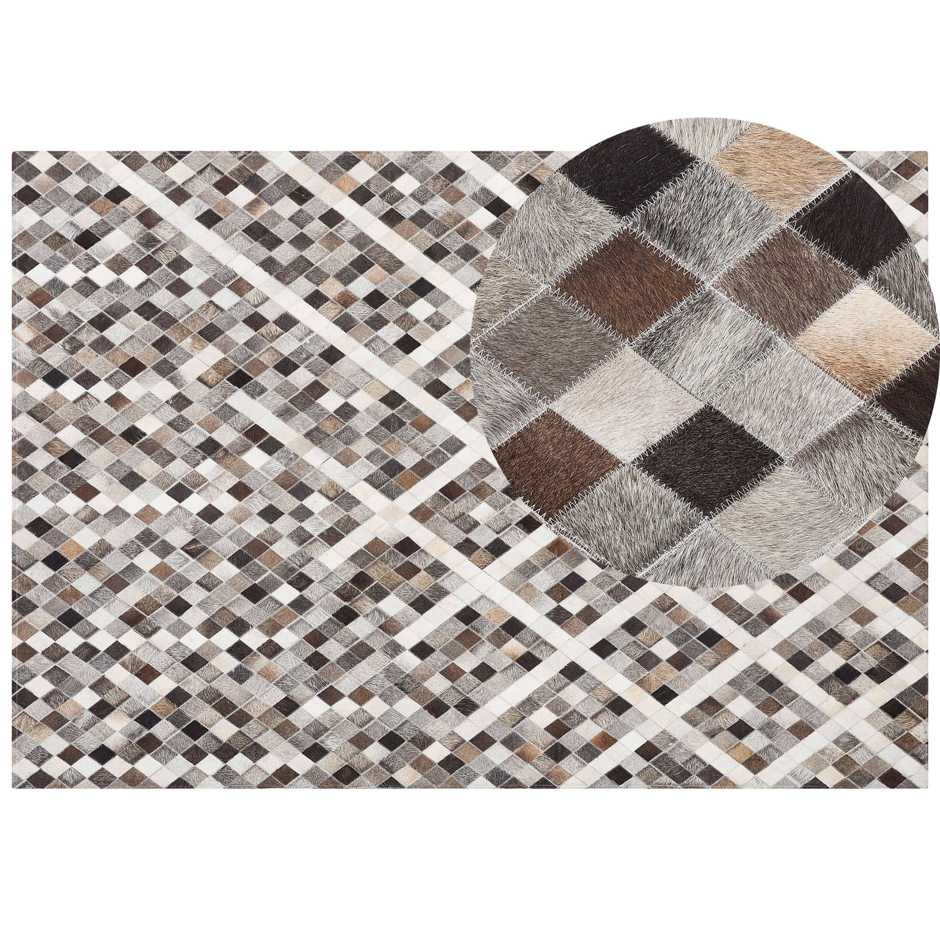 Beliani Skórzany dywan 160 x 230 cm szaro-brązowy AKDERE