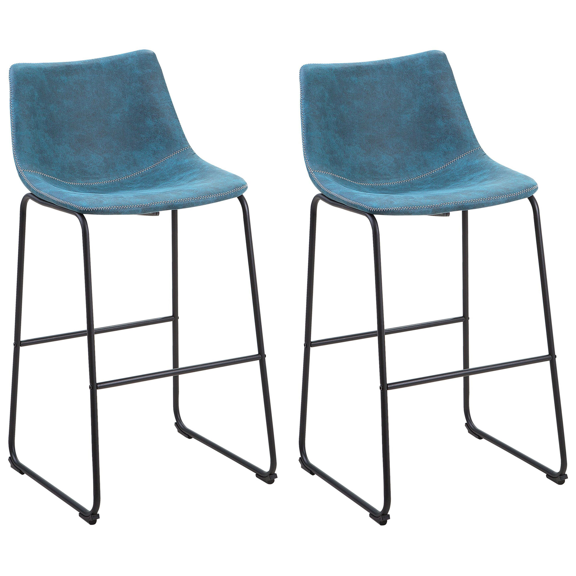 Beliani Zestaw 2 krzeseł barowych niebieski FRANKS