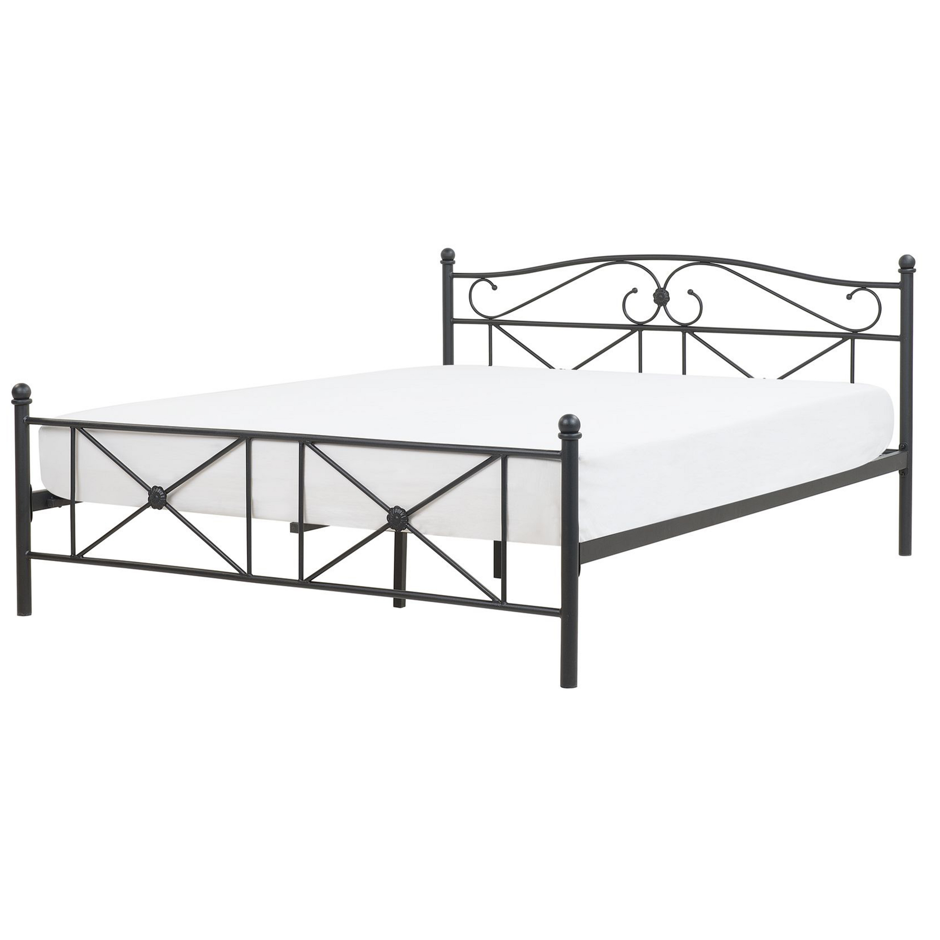 Beliani Łóżko czarne 160 x 200 cm metalowe ze stelażem RODEZ