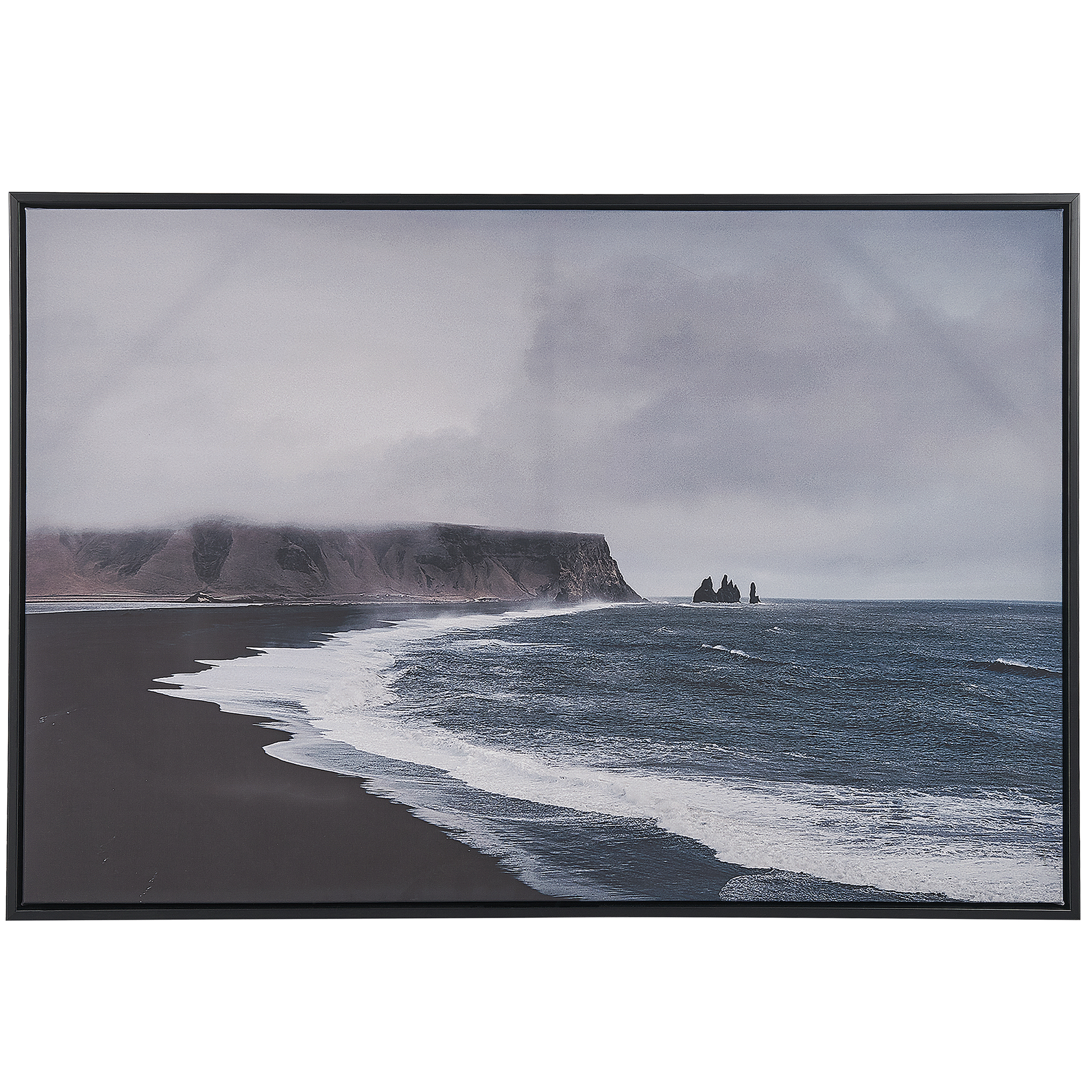 Фото - Картина Beliani Obraz na płótnie w ramie morze 93 x 63 cm niebiesko-szary ORTONA 