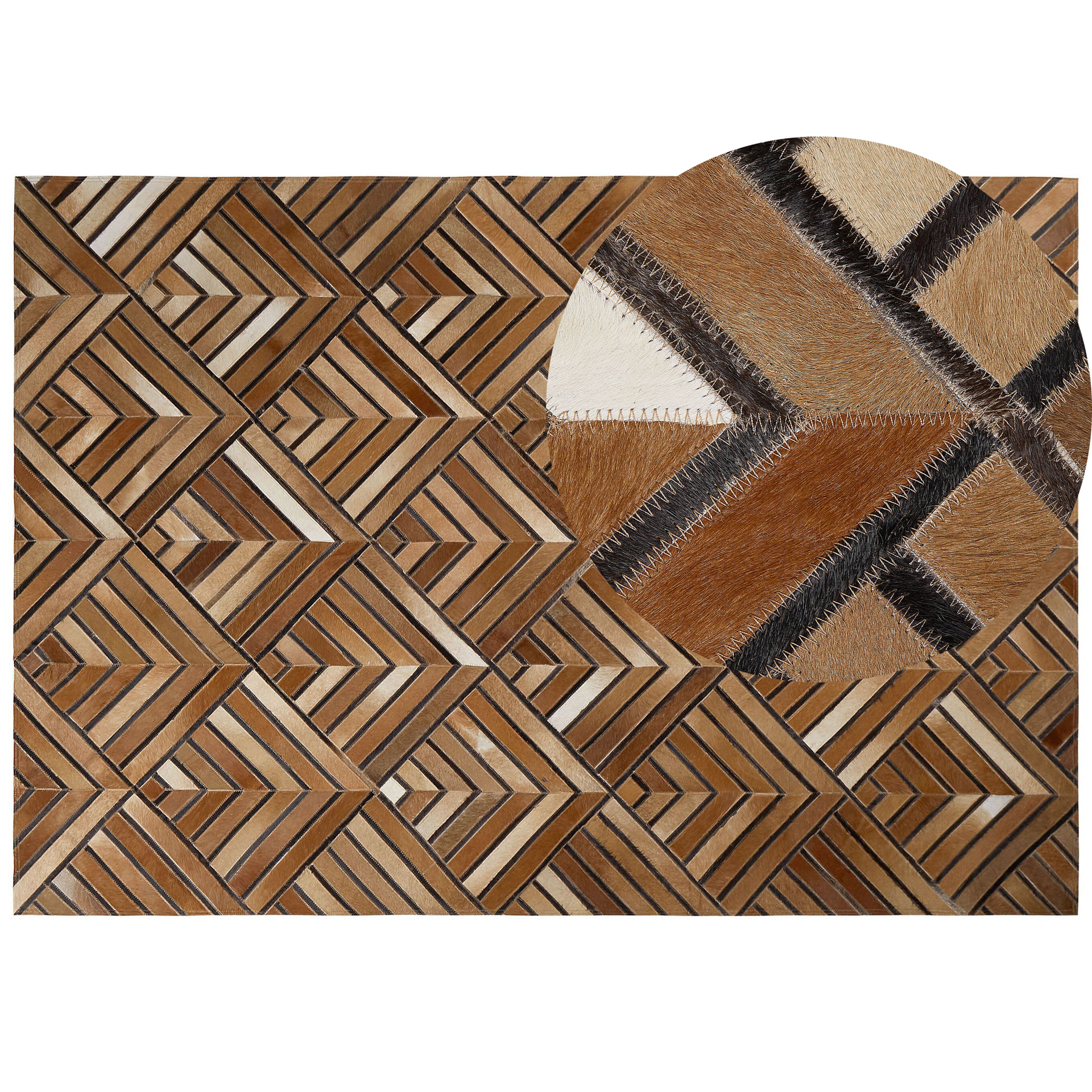 Beliani Dywan patchwork skórzany 160 x 230 cm brązowy TEKIR