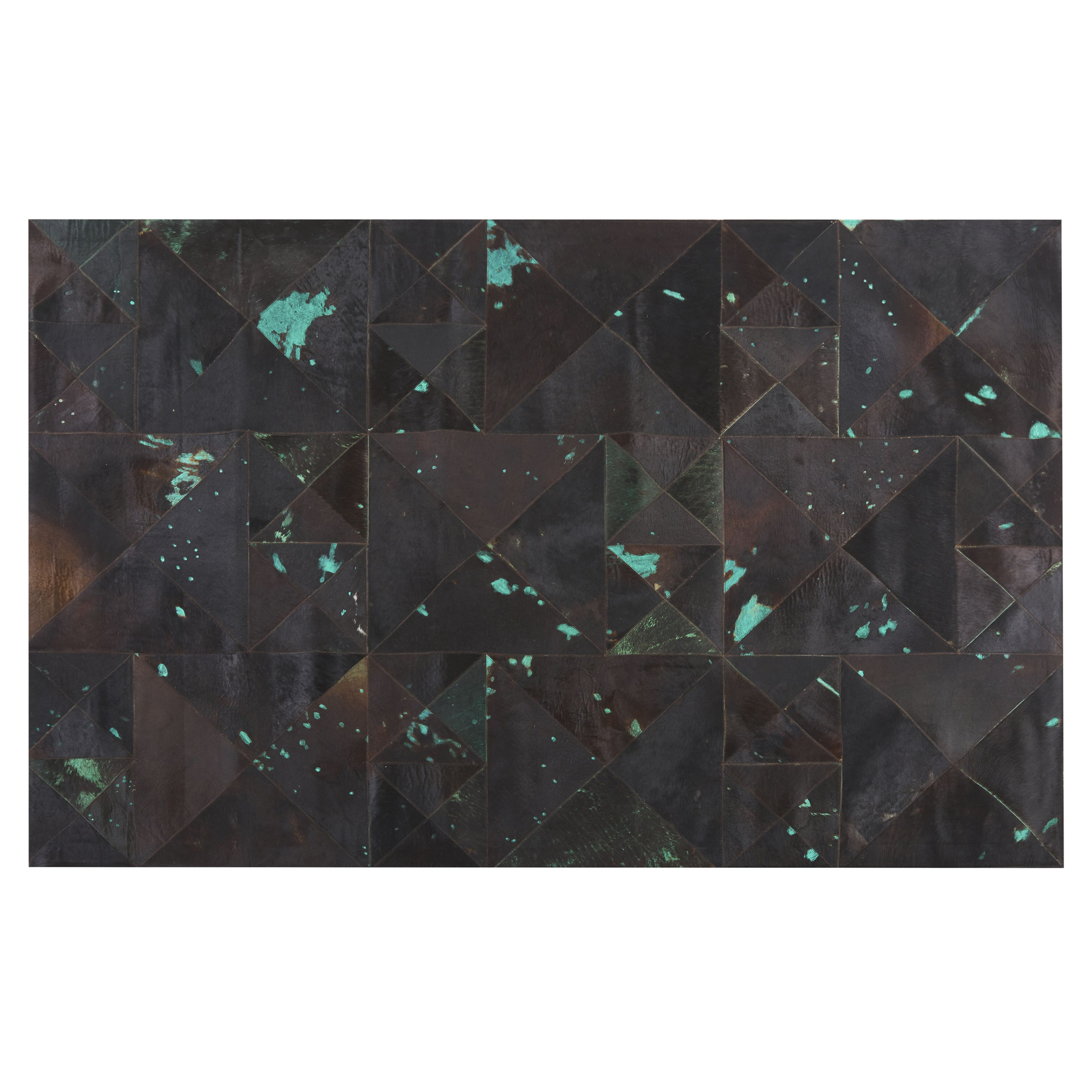Beliani Dywan skórzany czarny/turkusowy 140 x 200 cm ATALAN