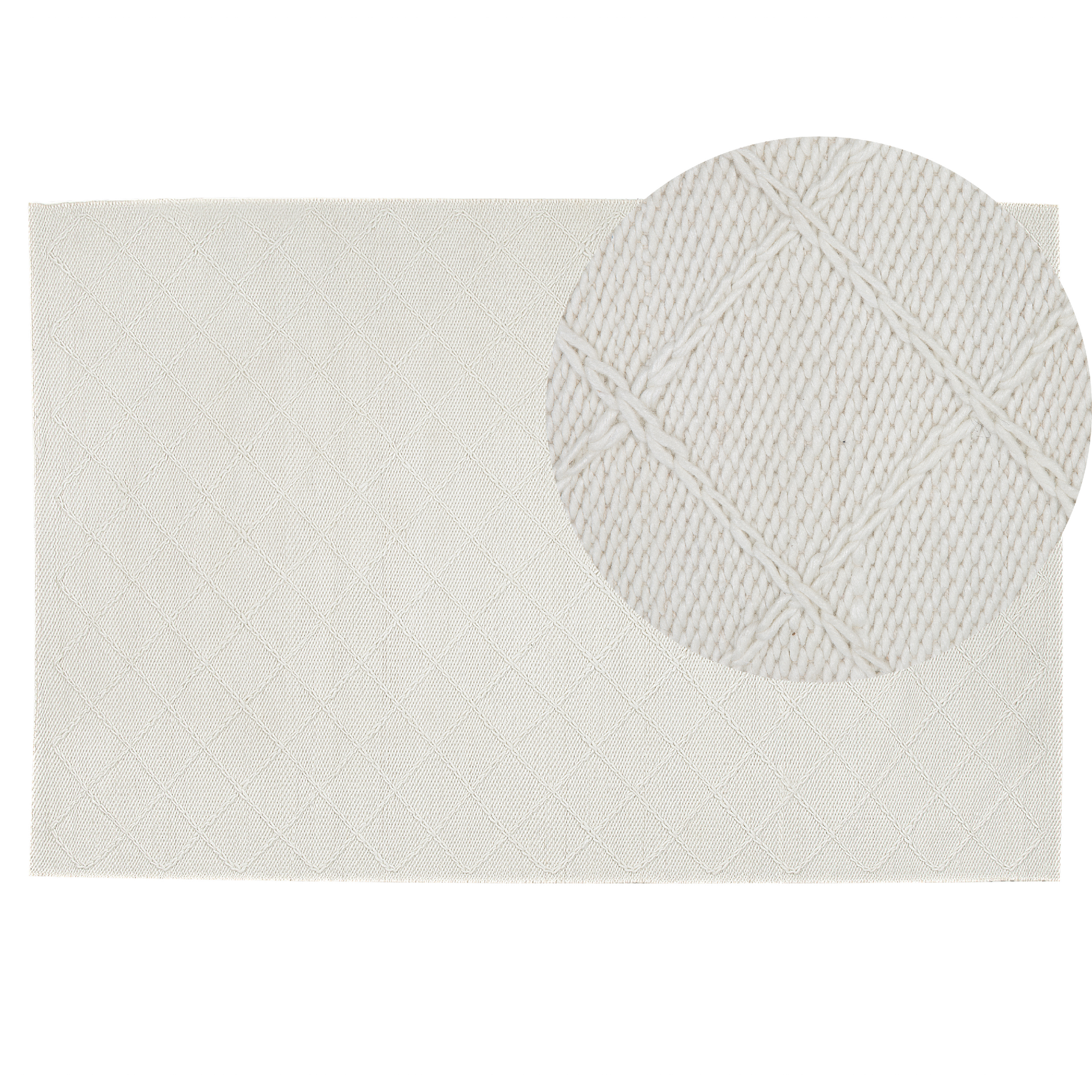 Beliani Wełniany biały dywan 140 x 200 cm ELLEK