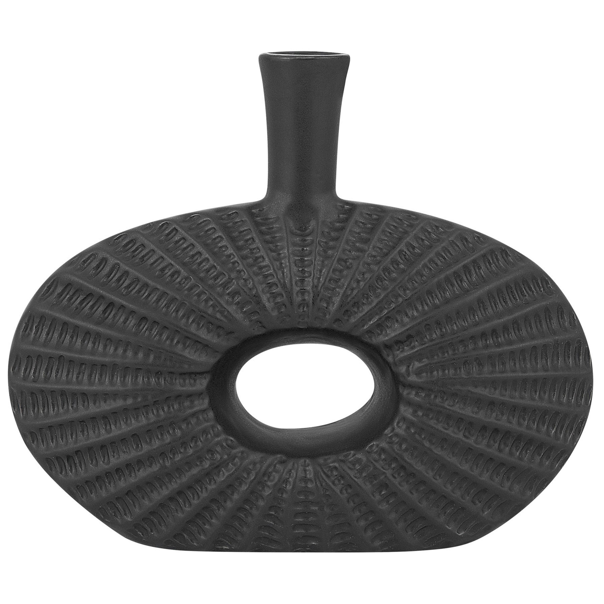 Beliani Dekoracyjny wazon na kwiaty czarny ARWAD