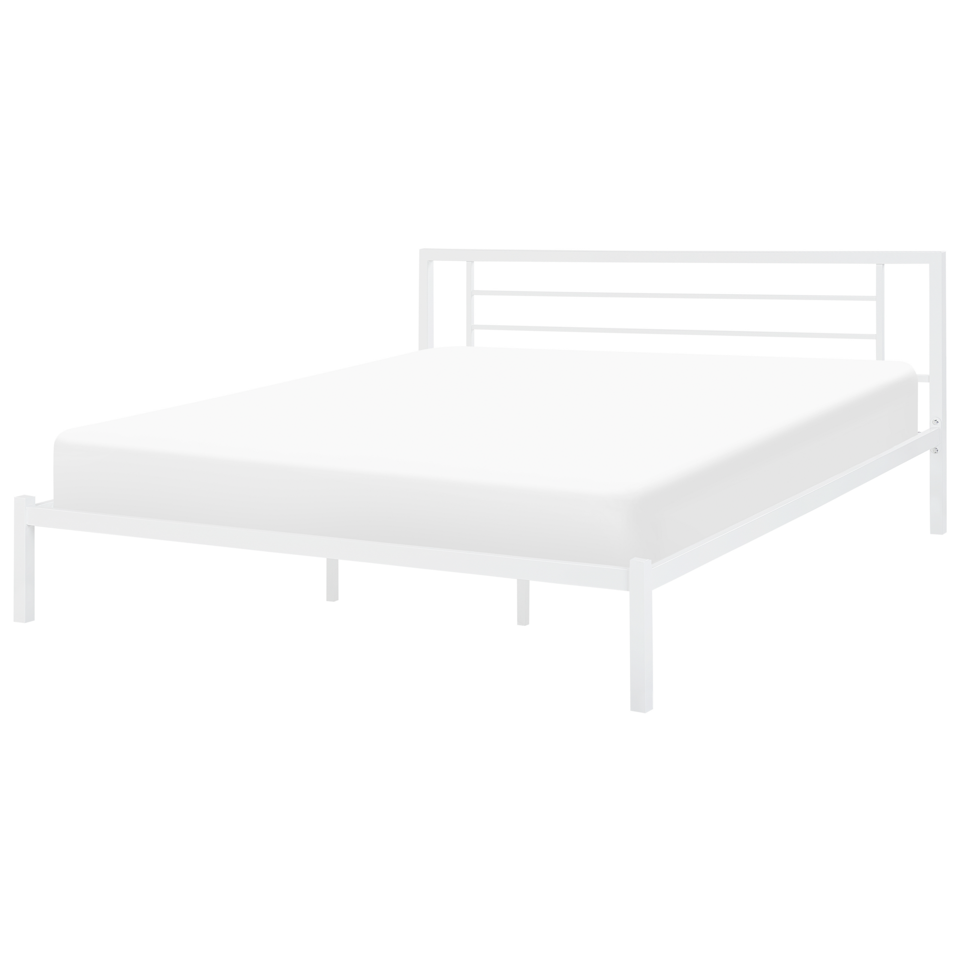 Beliani Metalowe białe łóżko ze stelażem 180 x 200 cm CUSSET