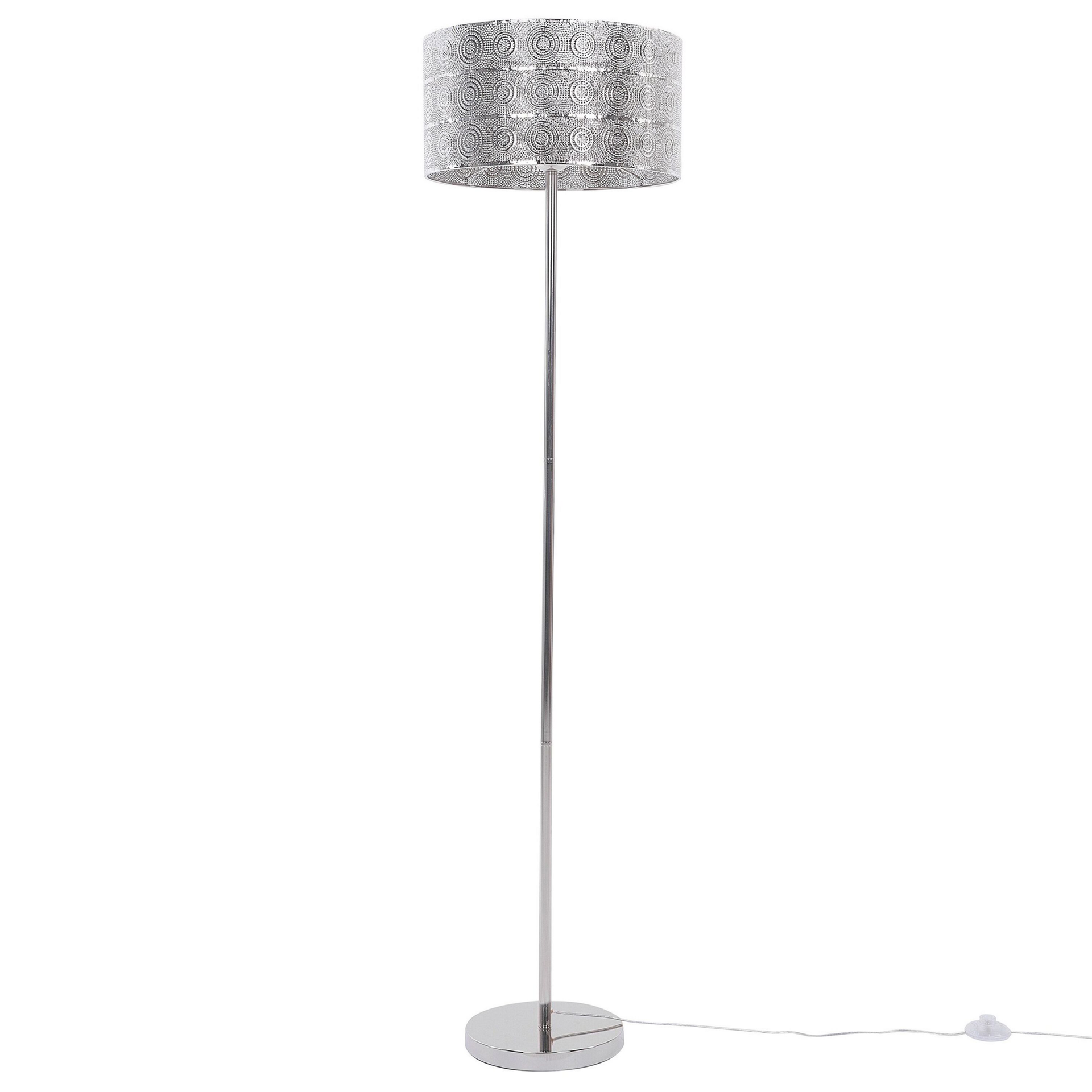 Beliani Lampa stojąca niklowa NOUN