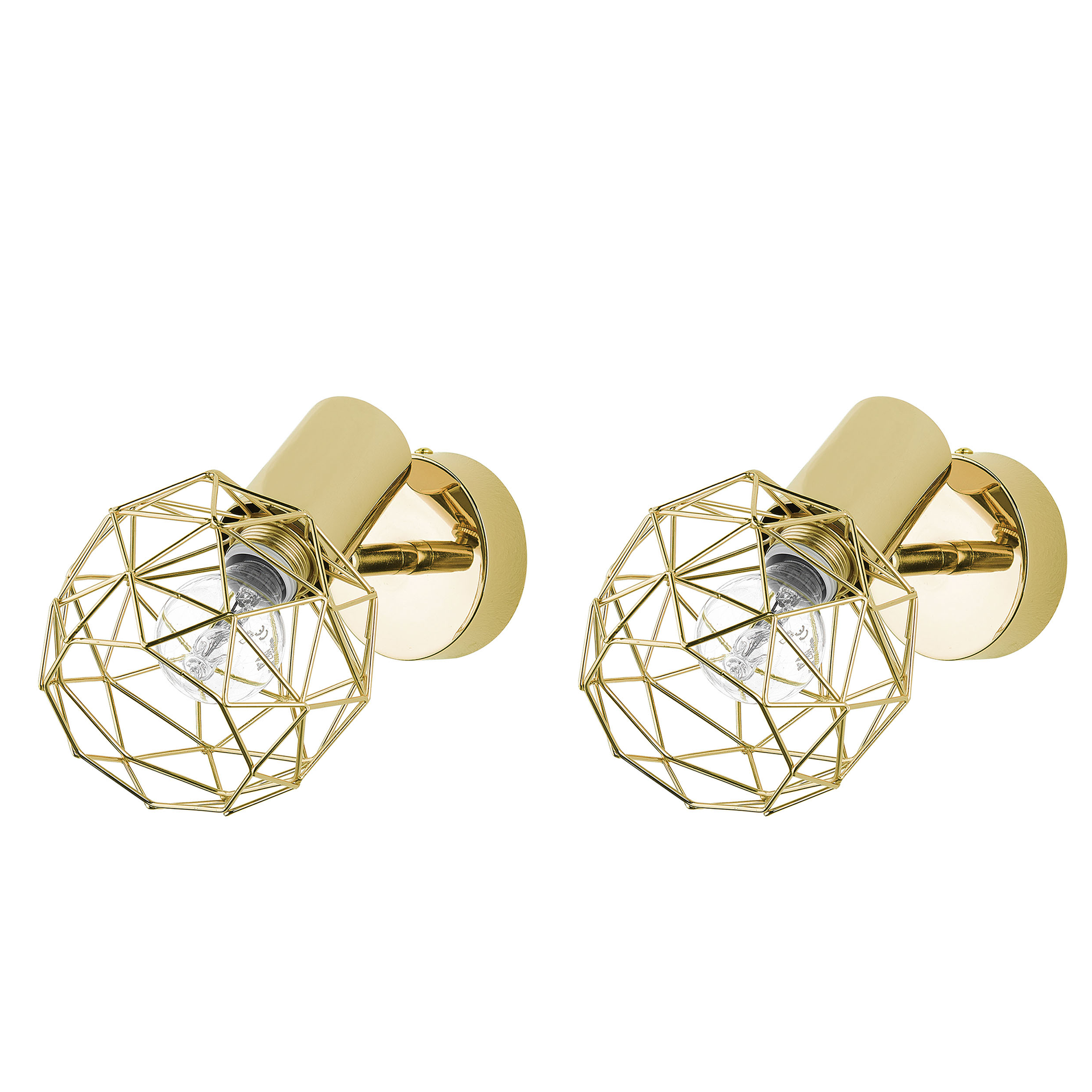 Beliani Kinkiet Zestaw 2 lamp ściennych metalowy złoty CHENAB 224650