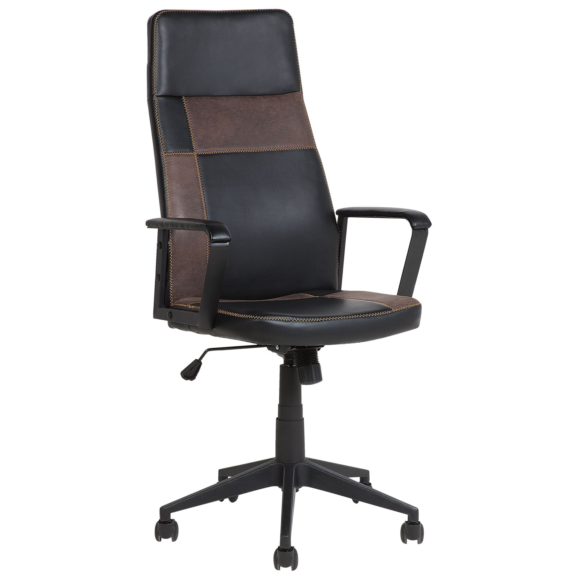Beliani Krzesło biurowe czarne/brązowe regulowana wysokość DELUXE