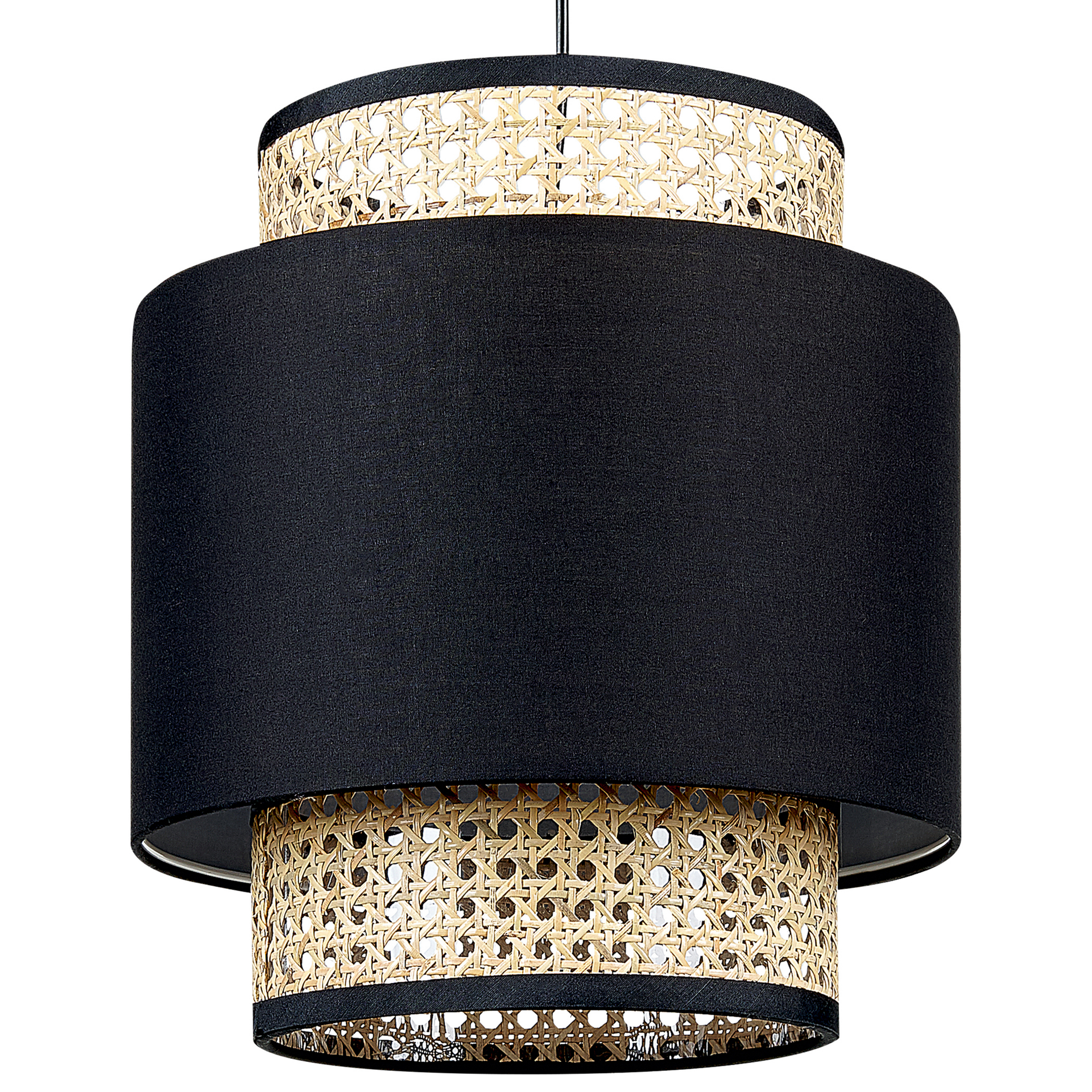 Lampa wisząca rattanowa naturalna z czarnym BOERI