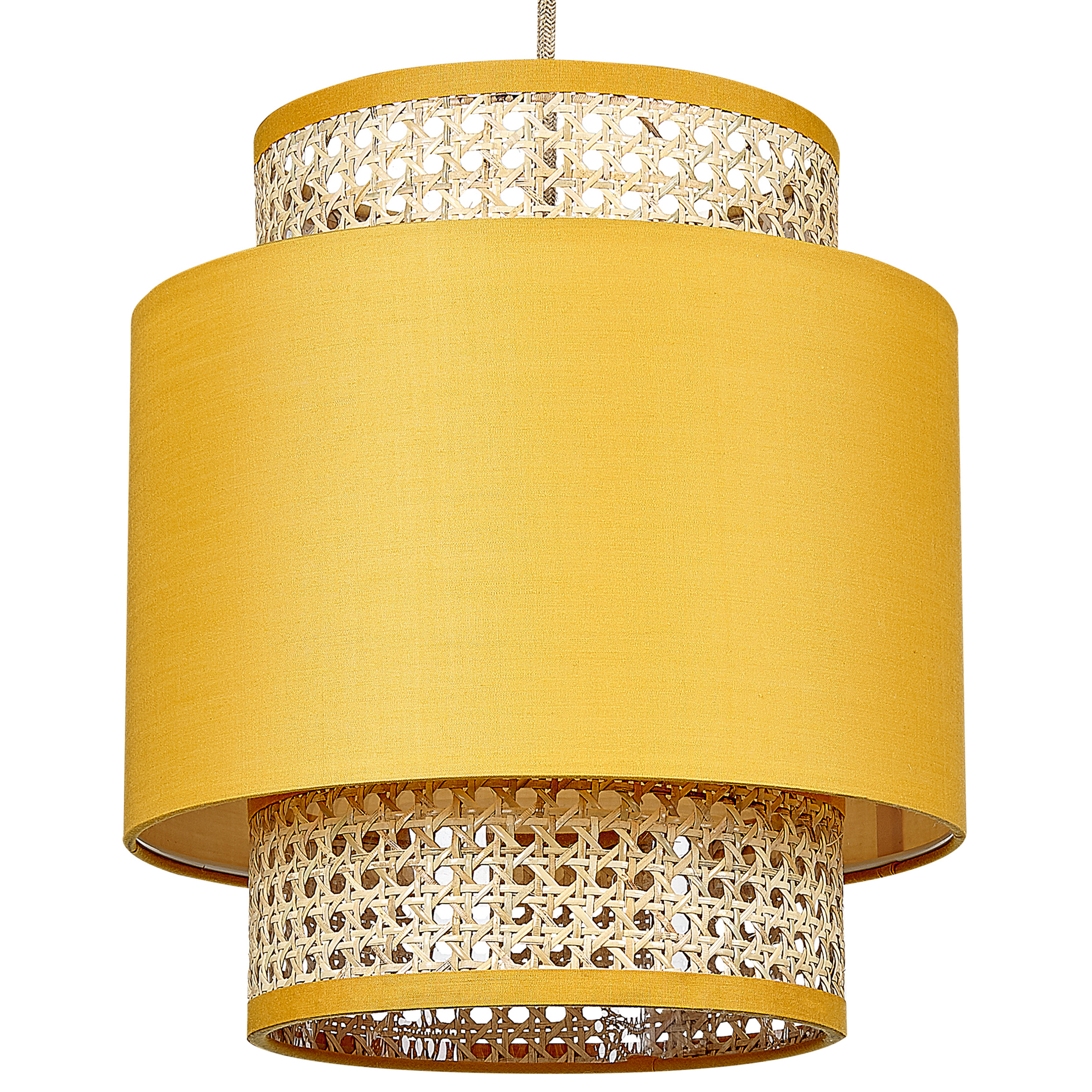Lampa wisząca rattanowa naturalna z żółtym BOERI