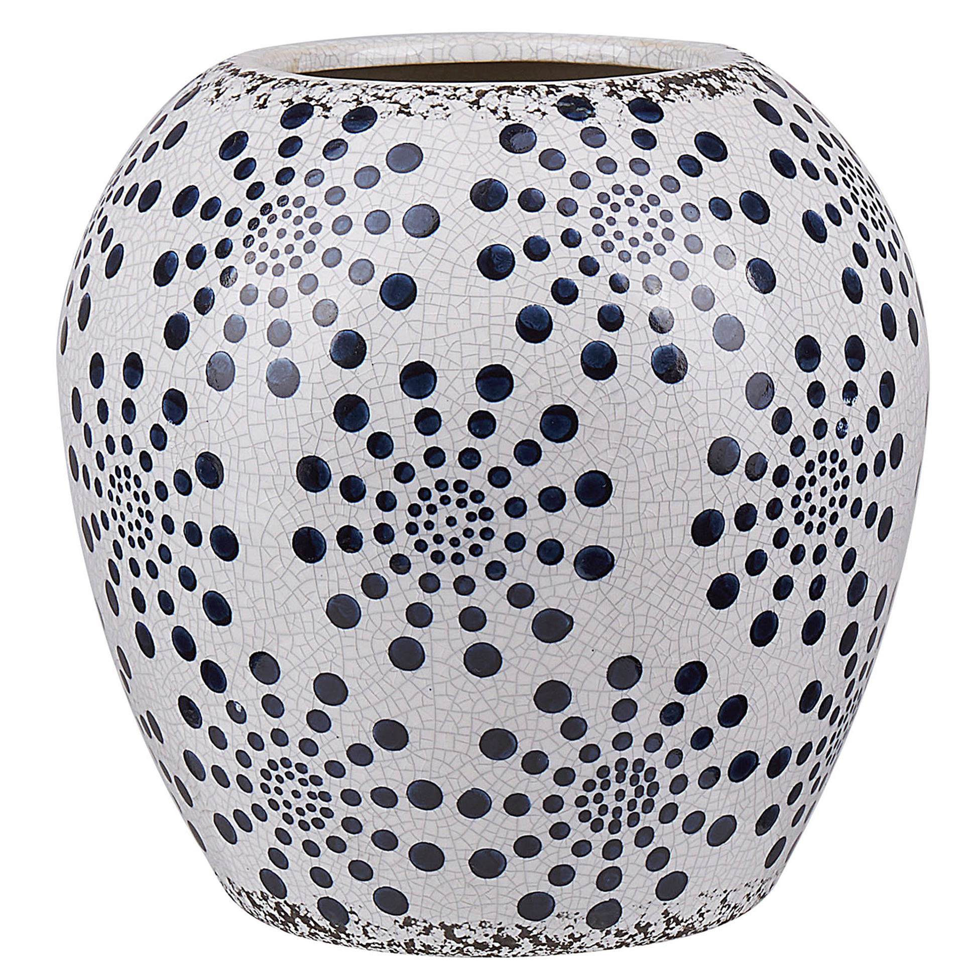 Wazon Na Kwiaty Ceramiczny Biały Z Niebieskim Miletos
