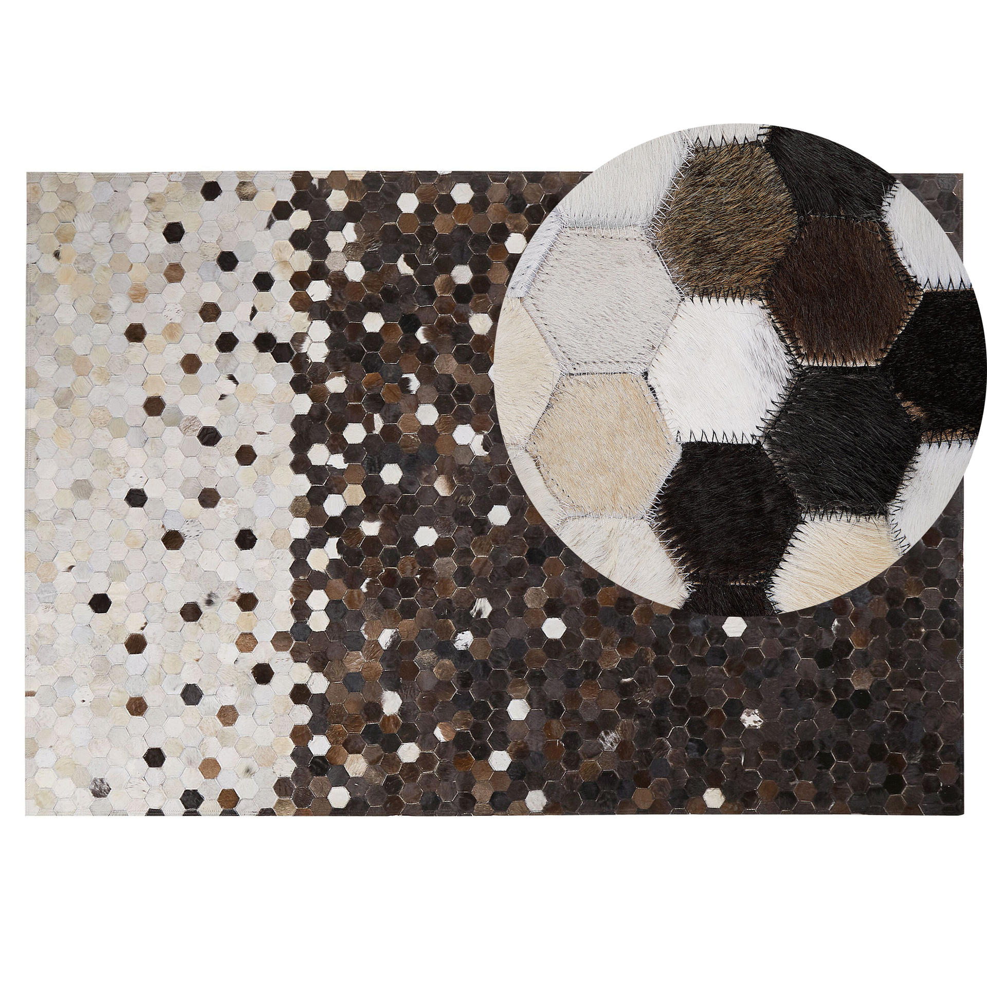 Beliani Dywan patchwork skórzany 140 x 200 cm brązowo-beżowy EYIM