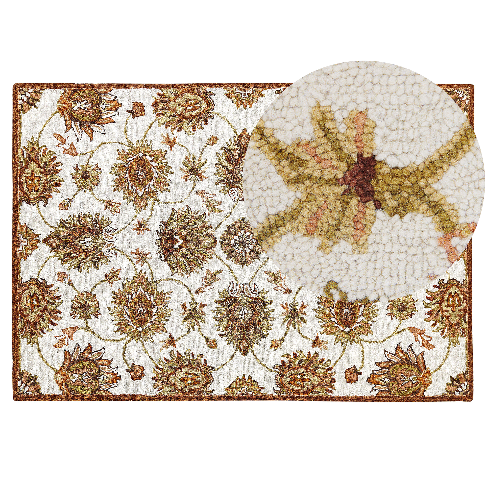 Dywan Wełniany 140 X 200 Cm Beżowo-brązowy Ezine