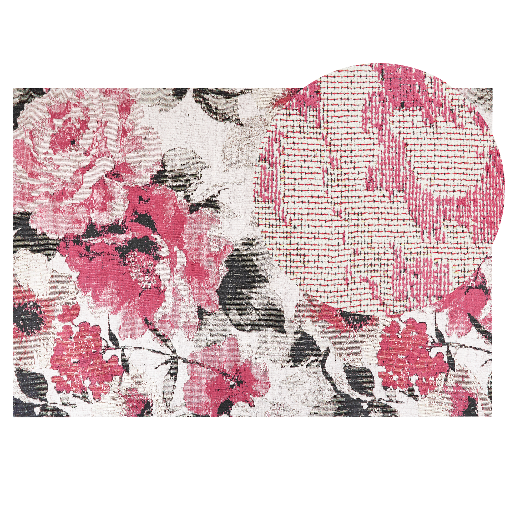 Dywan bawełniany w kwiaty 140x200 cm różowy EJAZ