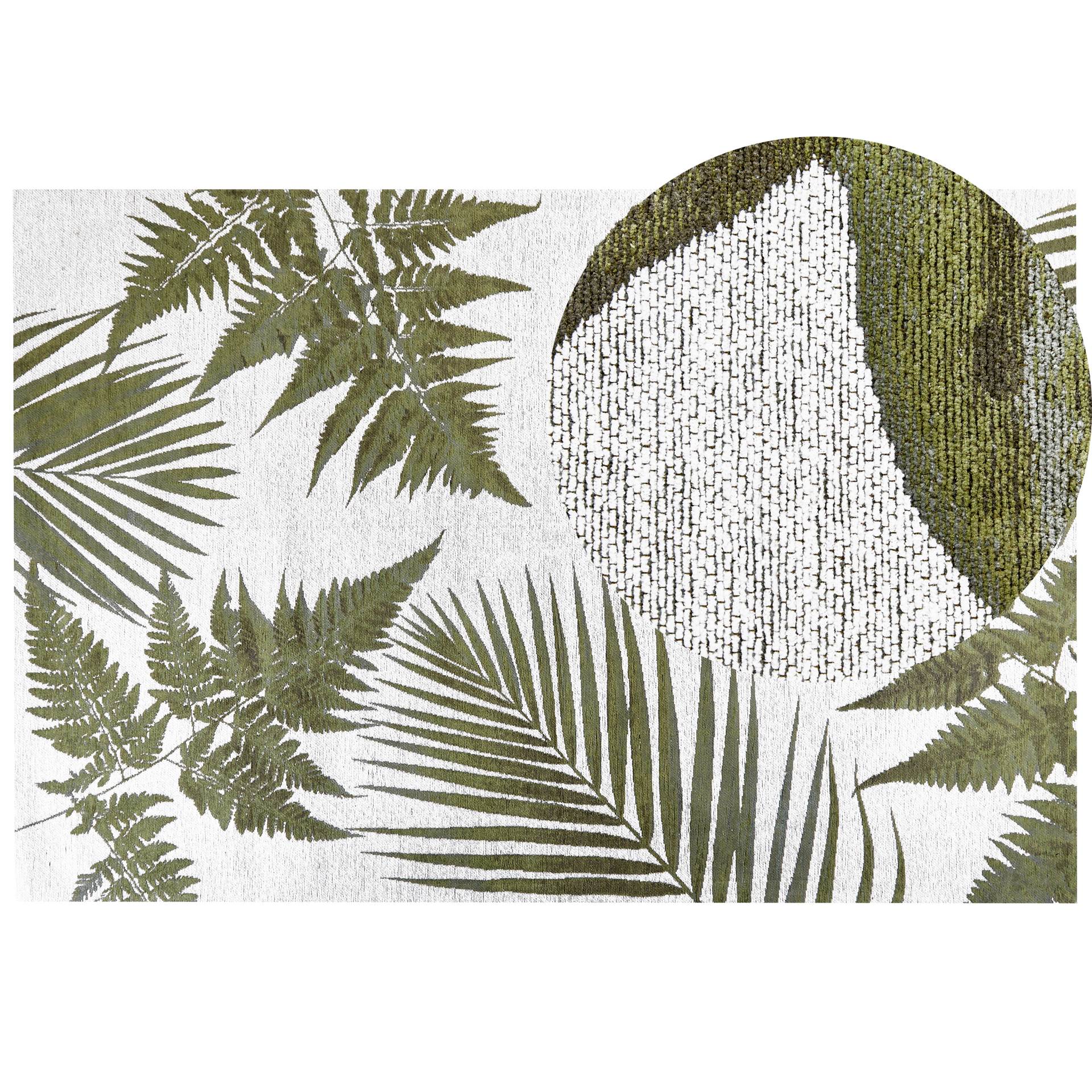 Dywan bawełniany motyw liści 200x300 cm zielony BARZAH