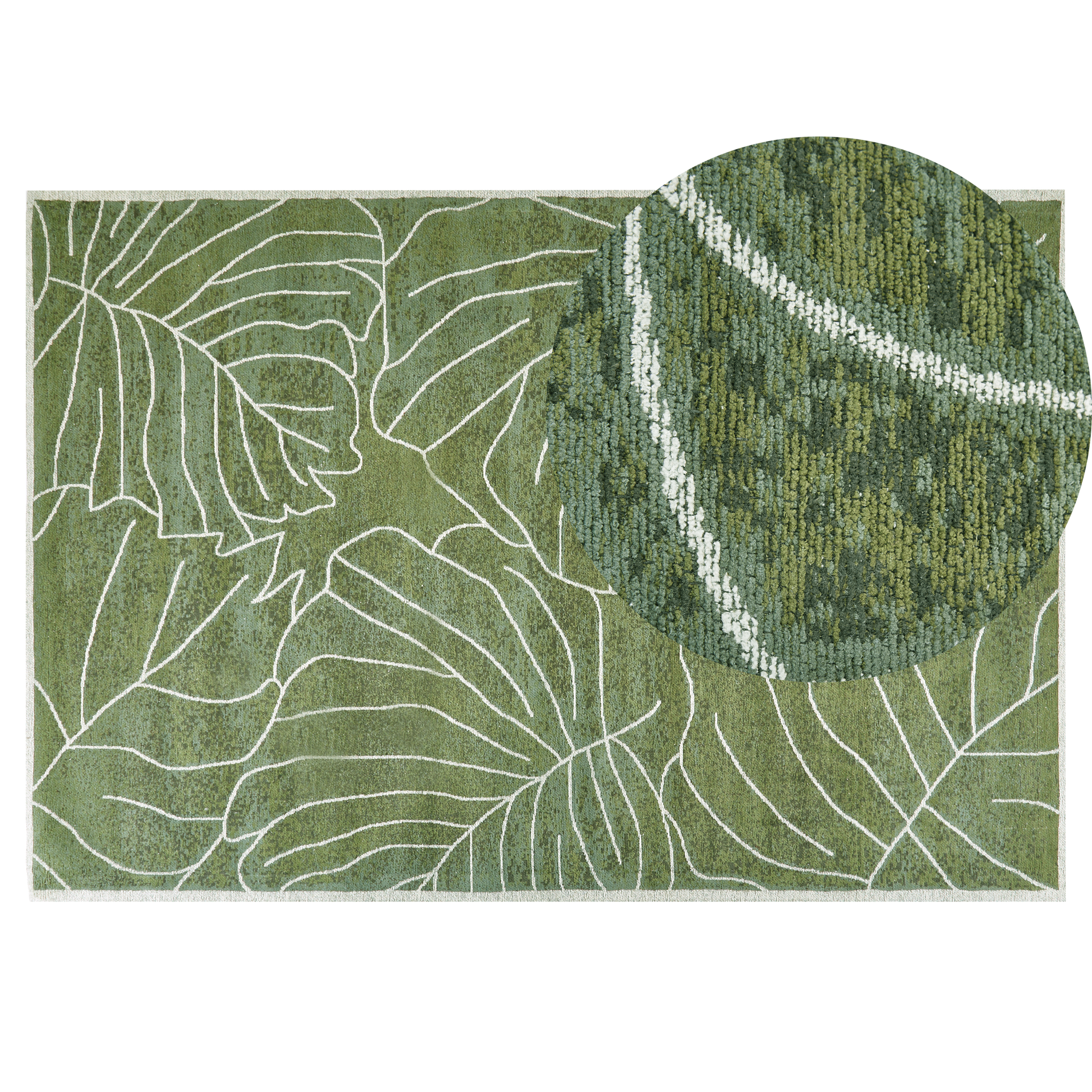 Dywan bawełniany w liście monstery 140x200 cm zielony SARMIN