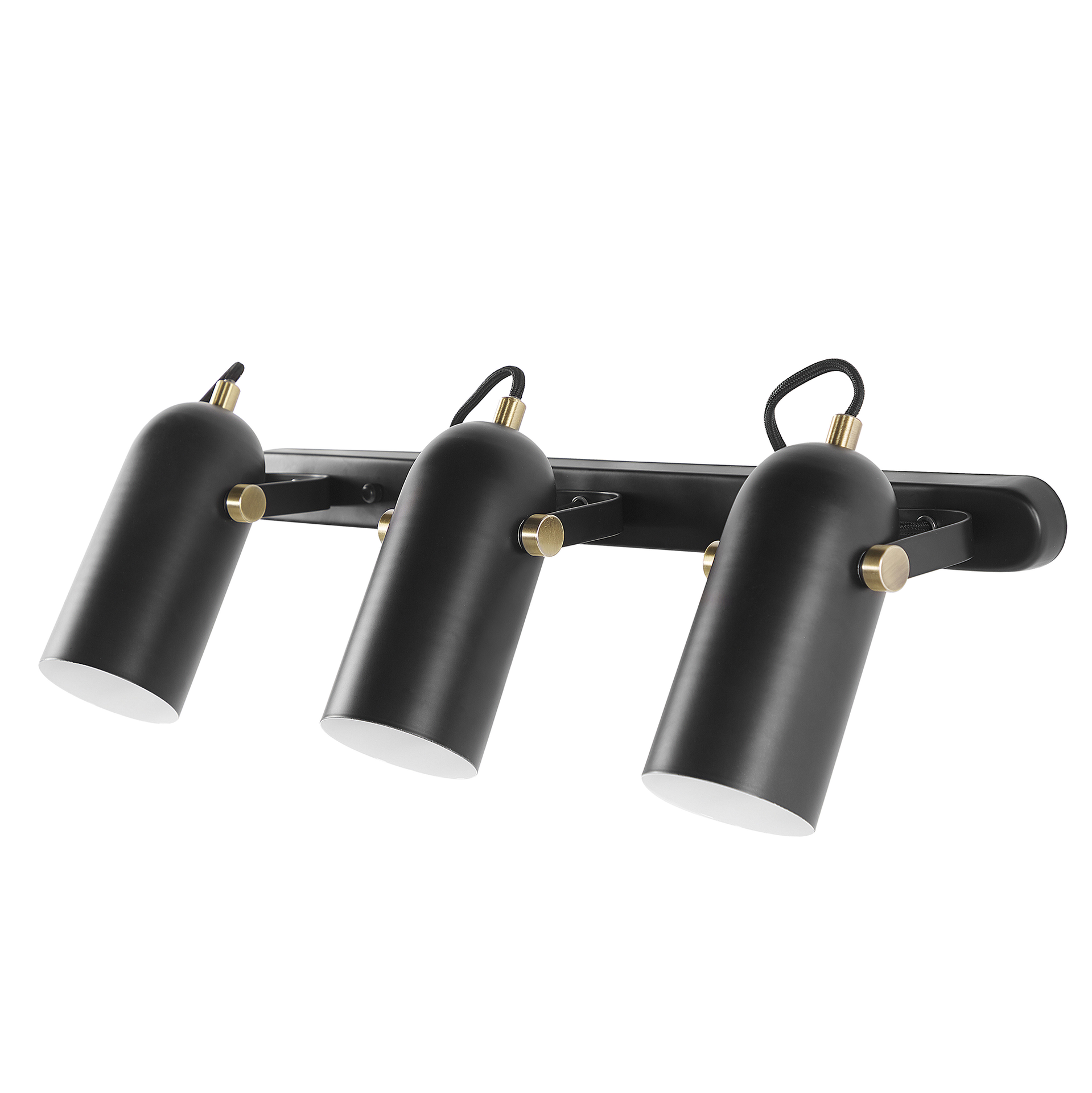 Beliani Lampa ścienna 3-punktowa metalowa czarna TYRIA