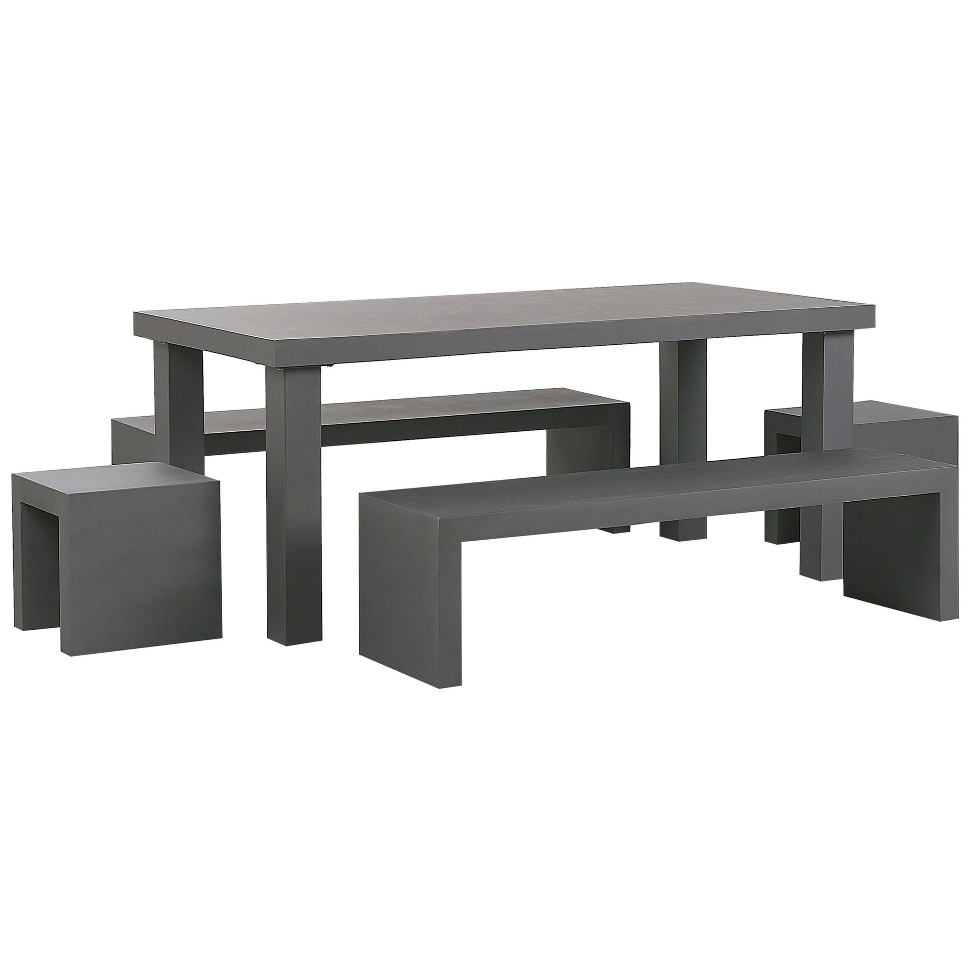 Beliani Zestaw ogrodowy betonowy stół 2 ławki 2 stołki szary TARANTO