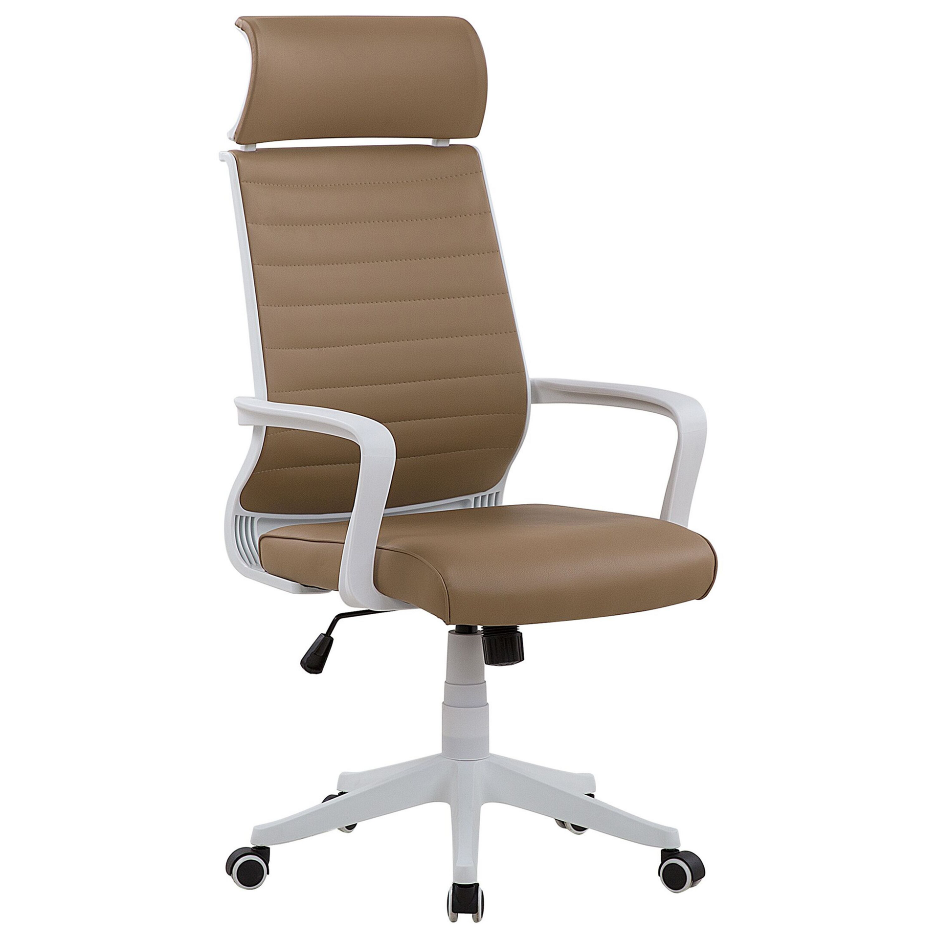 Beliani Krzesło biurowe ze sztucznej skóry brązowe LEADER