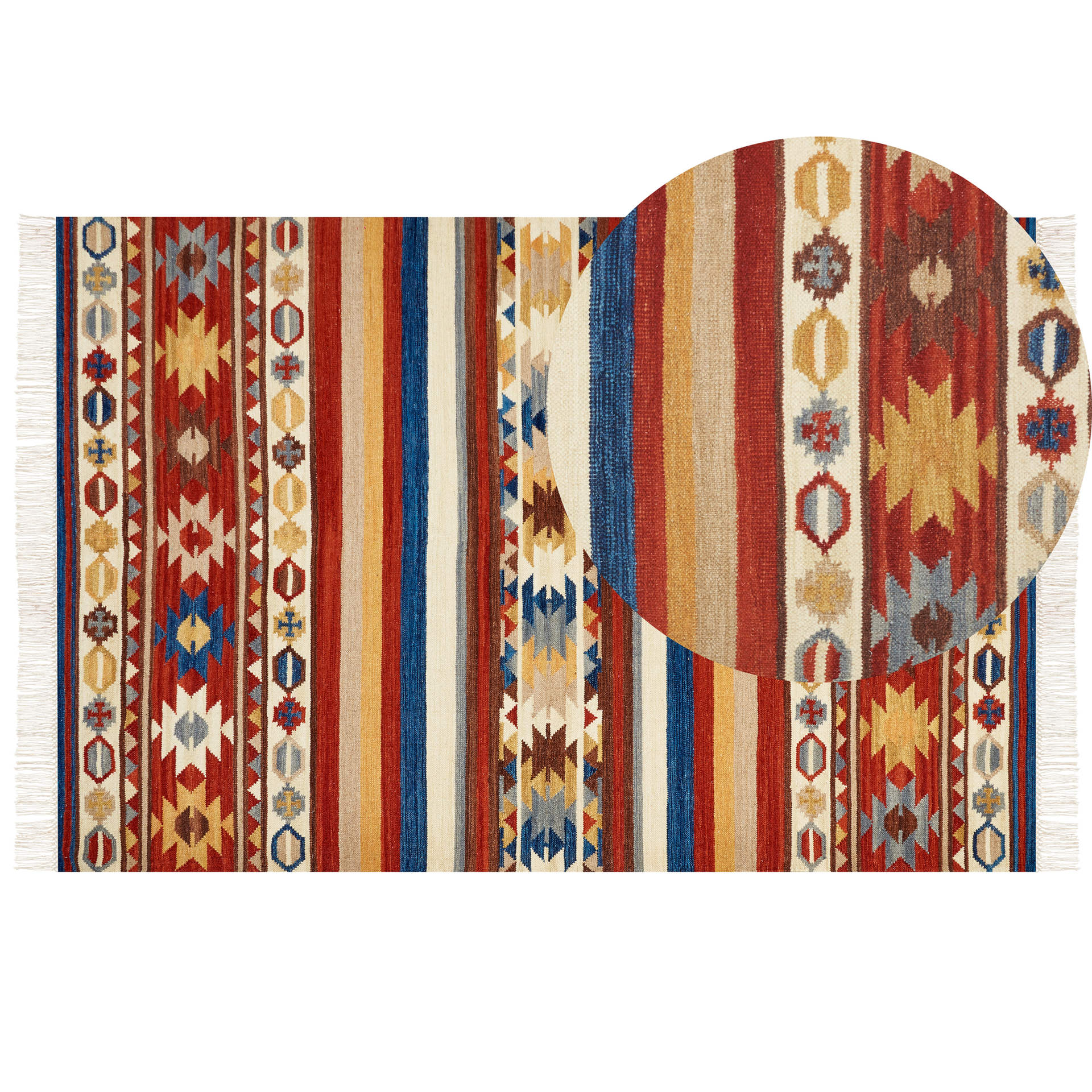 Dywan wełniany kilim 200 x 300 cm wielokolorowy JRARAT