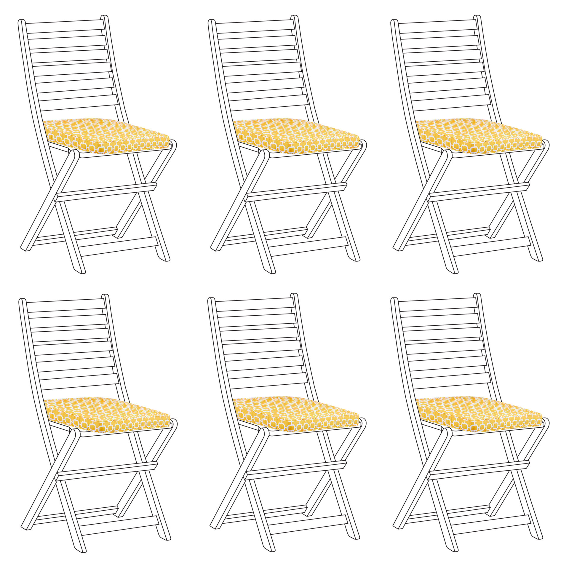 Zestaw 6 poduszek na krzesła ogrodowe geometryczny wzór żółty TOLVE