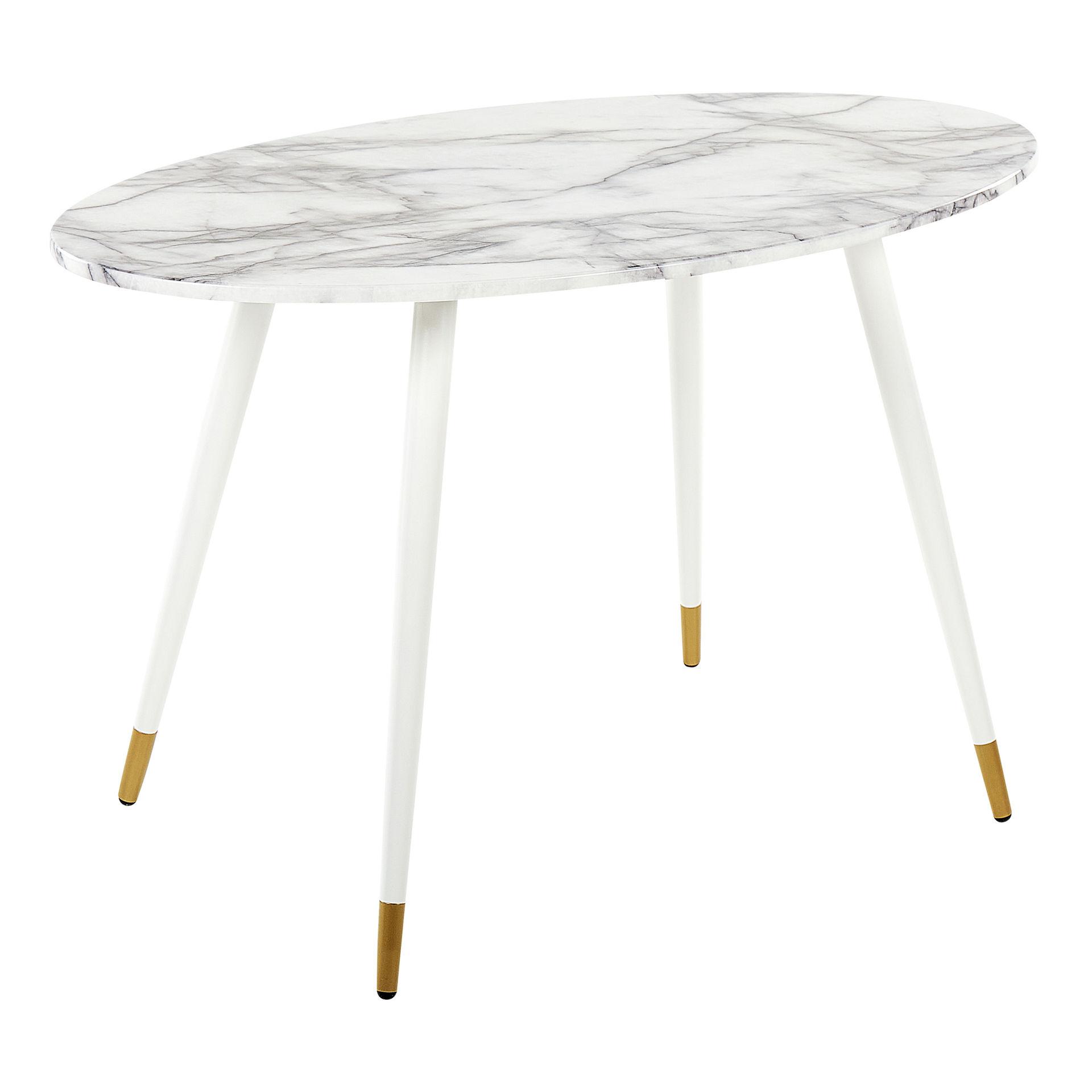 Stół do jadalni owalny 120 x 70 cm efekt marmuru z białym GUTIERE