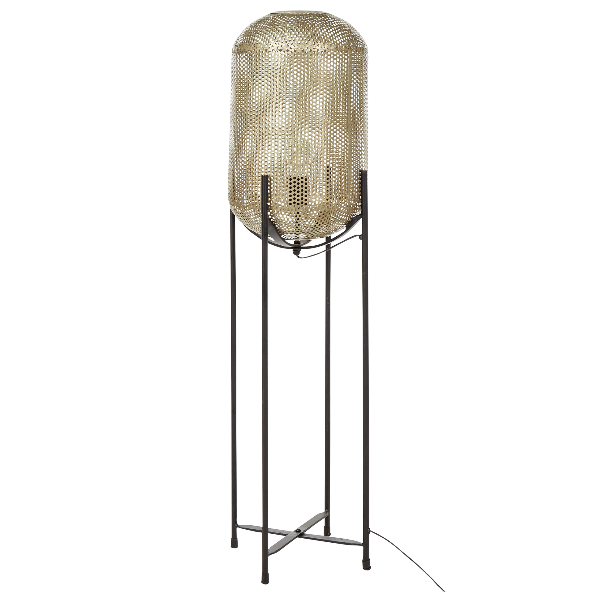 Zdjęcia - Żyrandol / lampa Beliani Lampa podłogowa metalowa mosiężna z czarnym KAMINI 