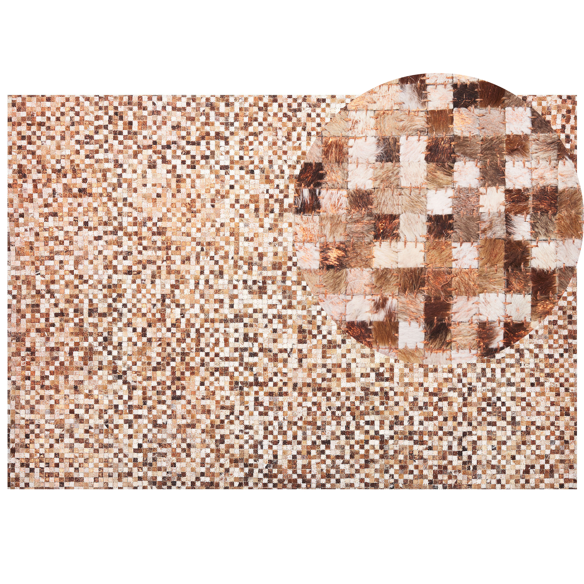 Beliani Dywan patchwork skórzany brązowy 160 x 230 cm TORUL