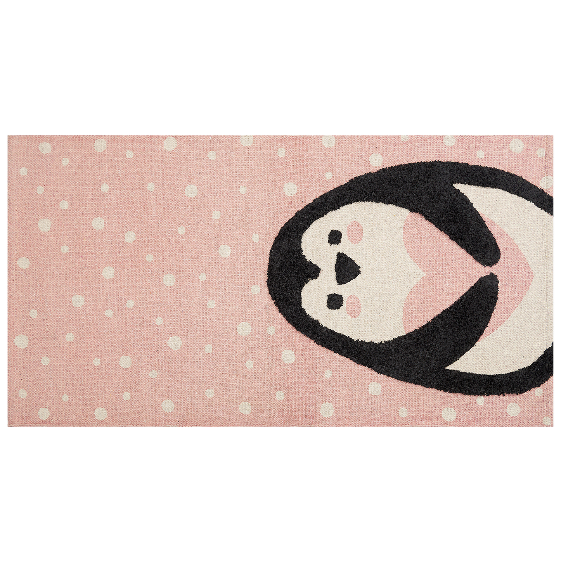 Dywan dziecięcy bawełniany motyw pingwina 80 x 150 cm różowy PENGKOL