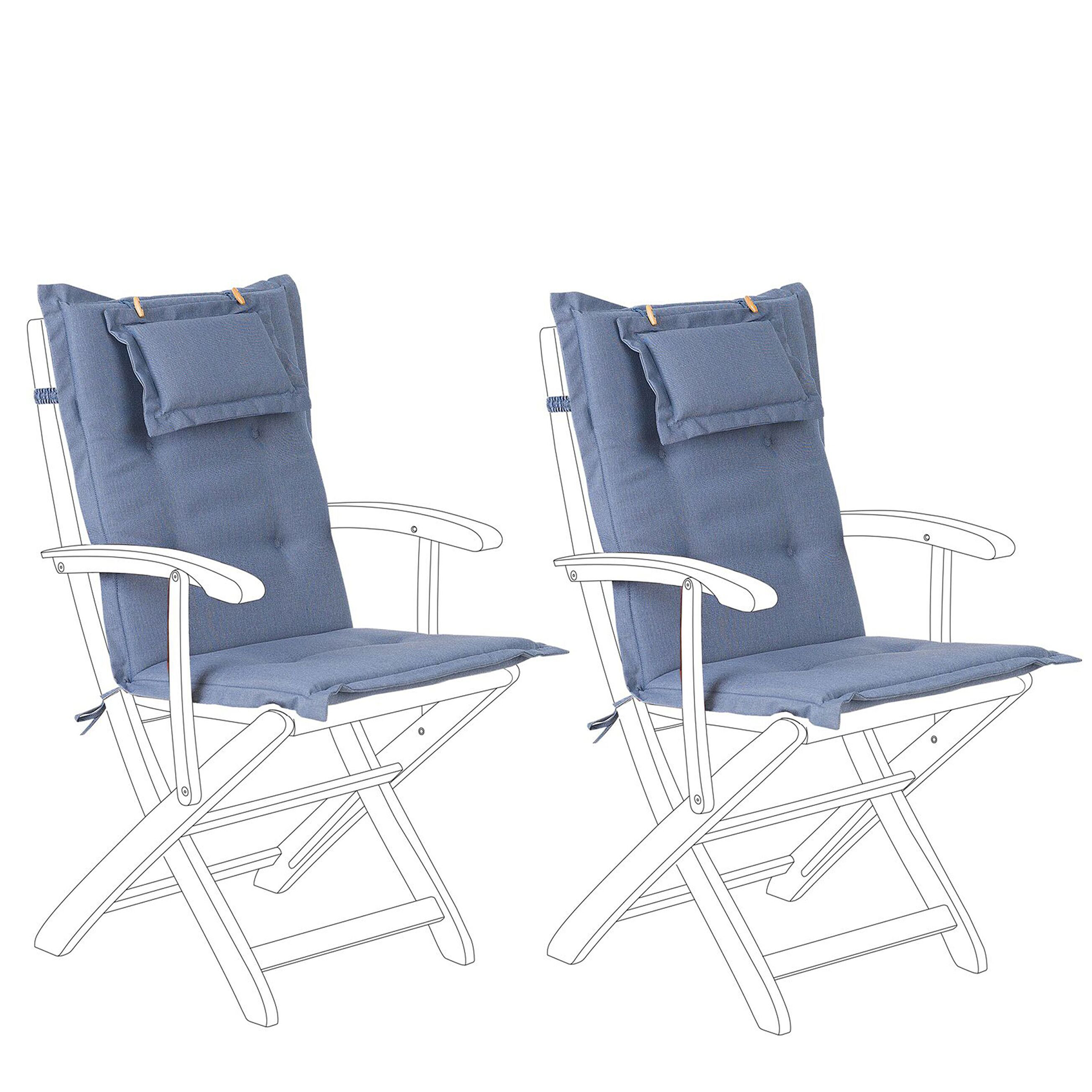 Beliani Zestaw 2 poduszek na krzesła ogrodowe niebieskie MAUI