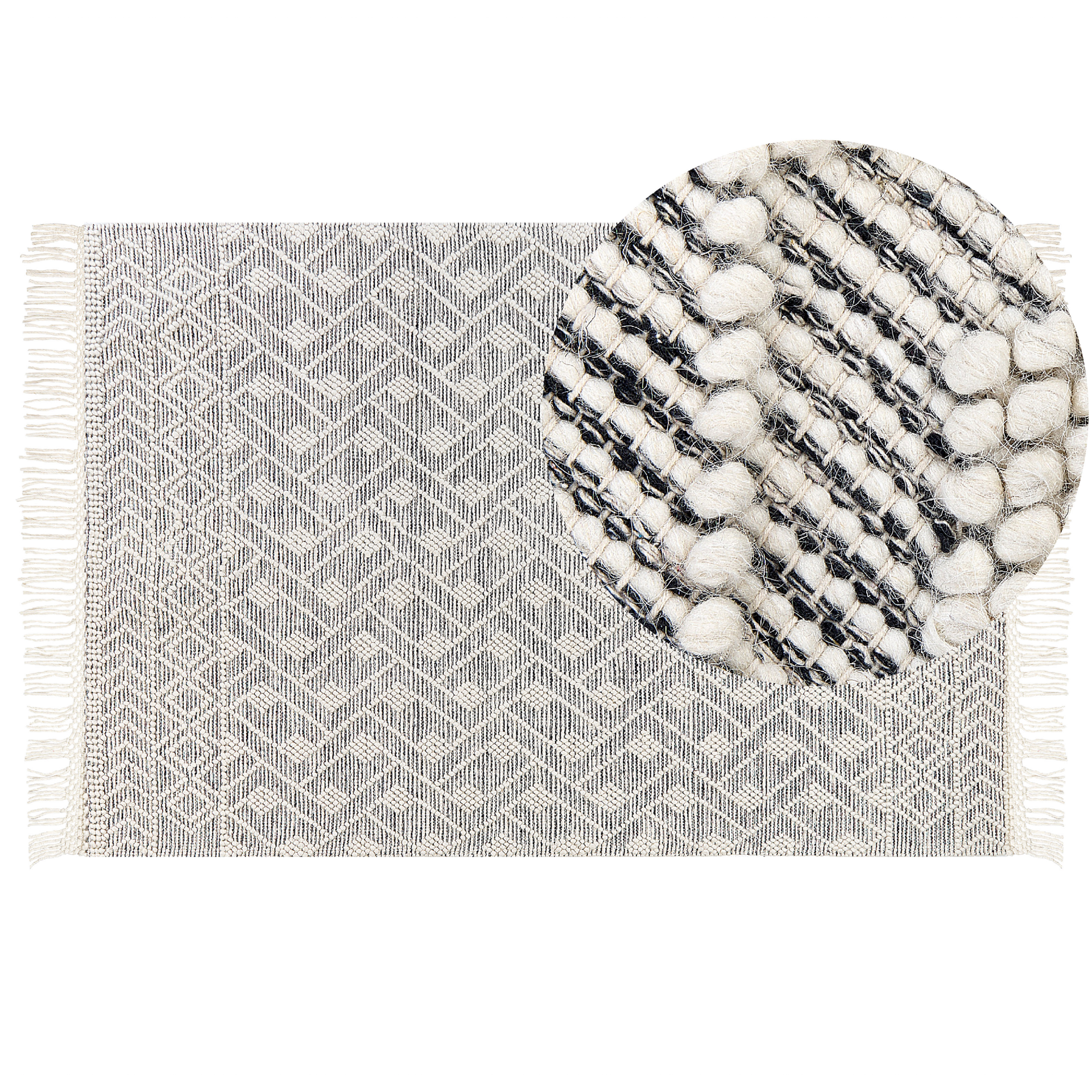 Dywan wełniany 160x230 cm czarno-biały KAVAK