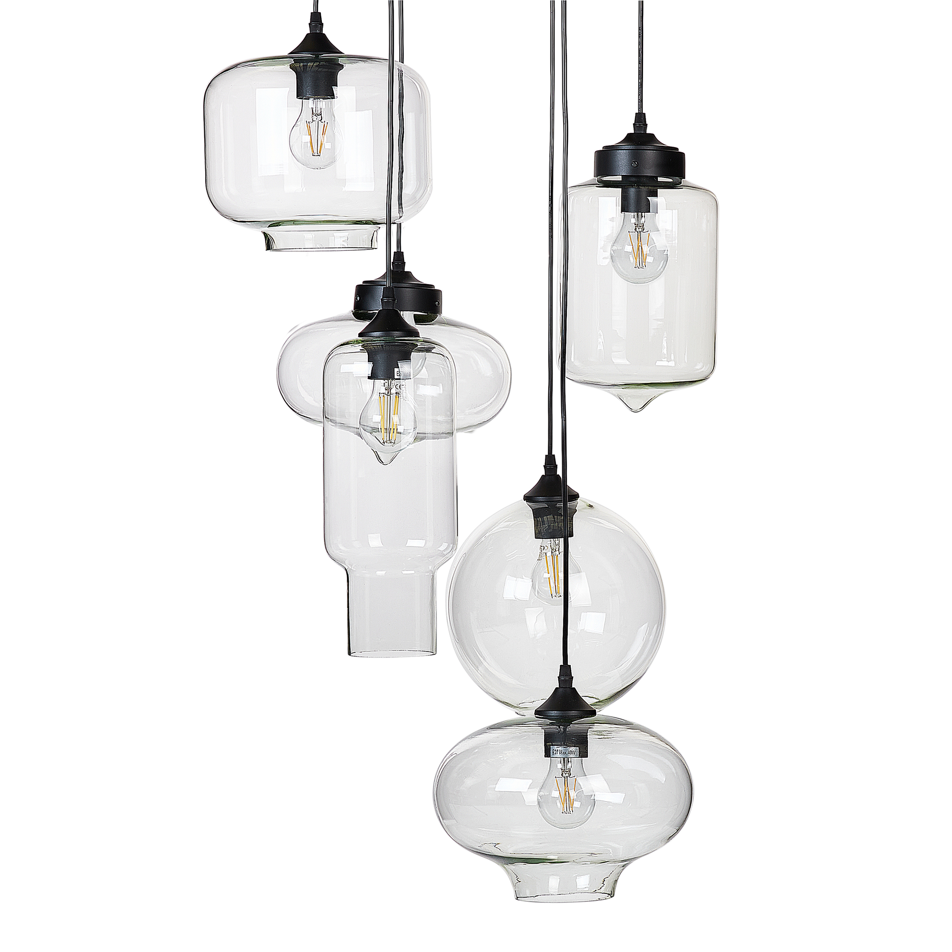 Lampa wisząca szklana 6-punktowa przezroczysta BEMBOKA