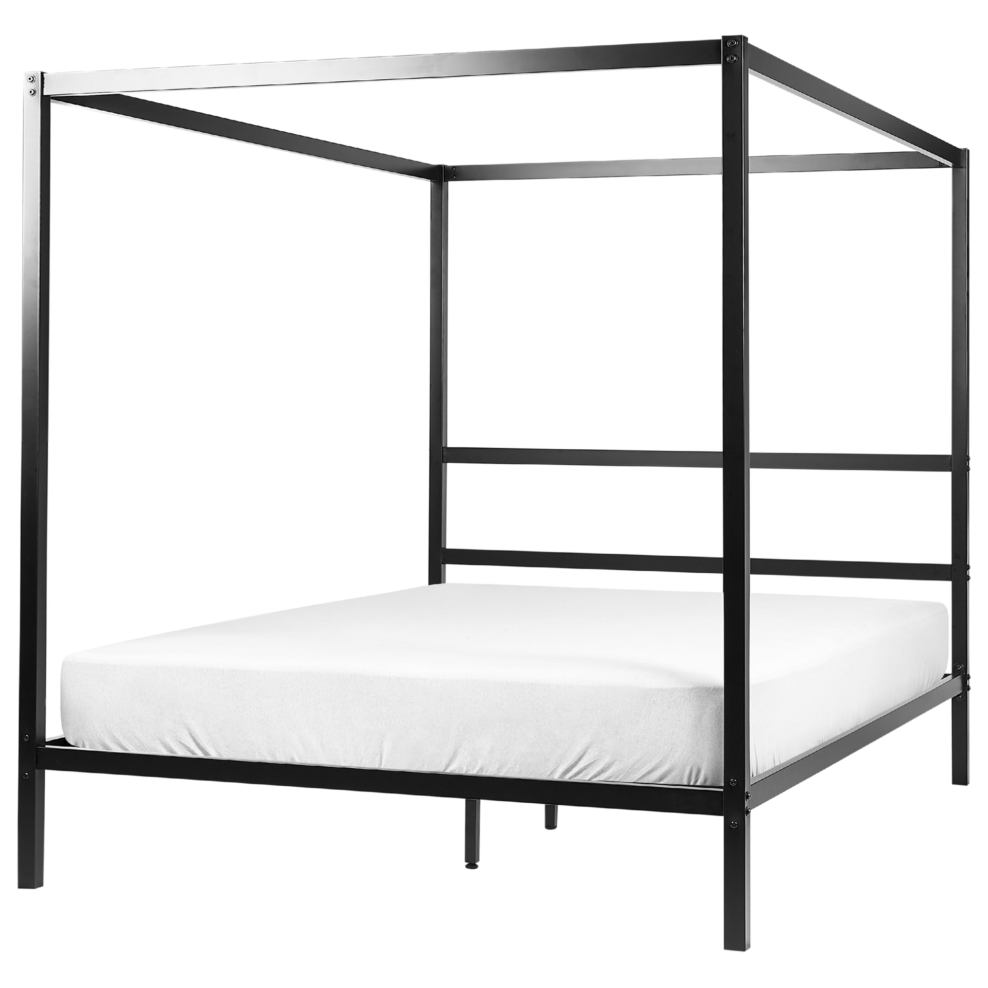 Łóżko metalowe z baldachimem 160 x 200 cm czarne LESTARDS