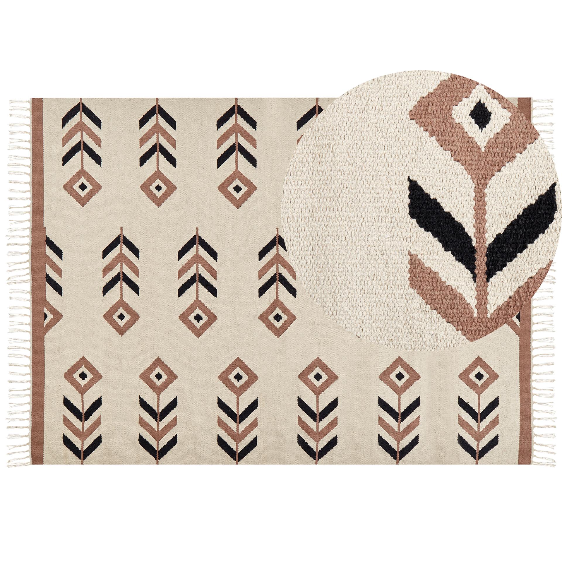 Dywan bawełniany kilim 200 x 300 cm beżowo-czarny NIAVAN