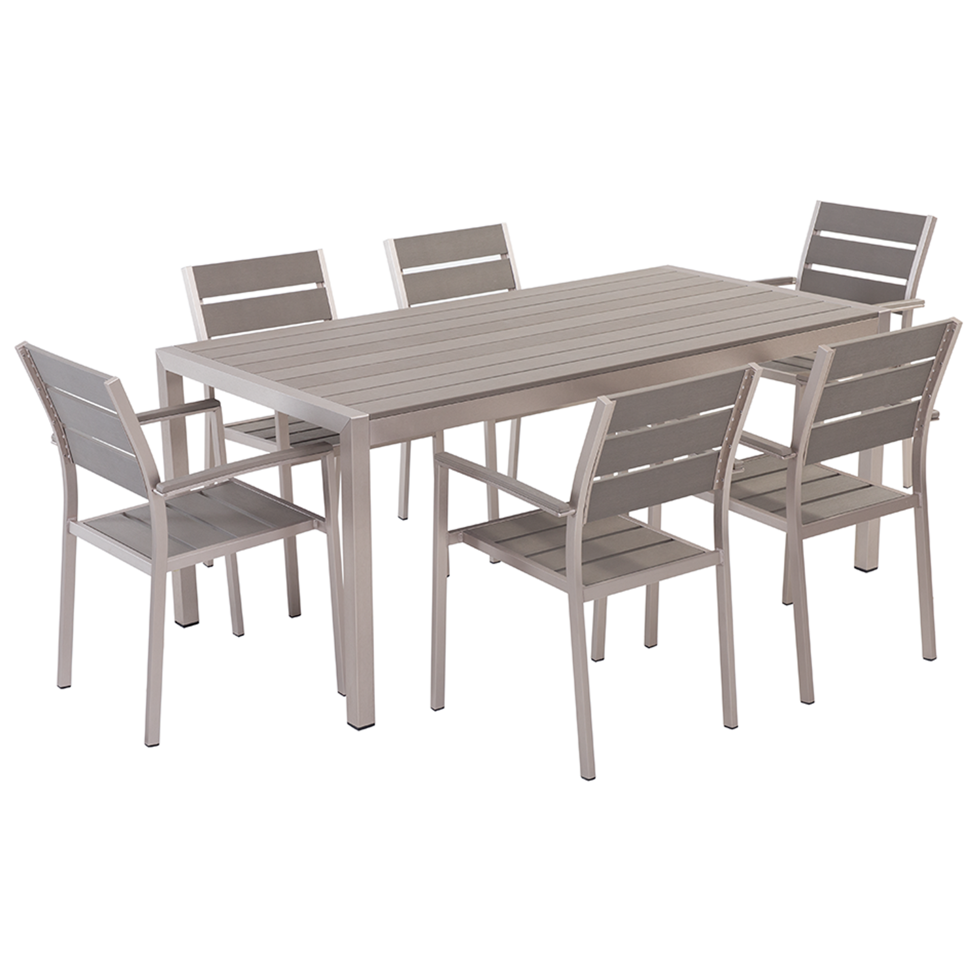 Beliani Zestaw ogrodowy stół i 6 krzeseł szary VERNIO 10591