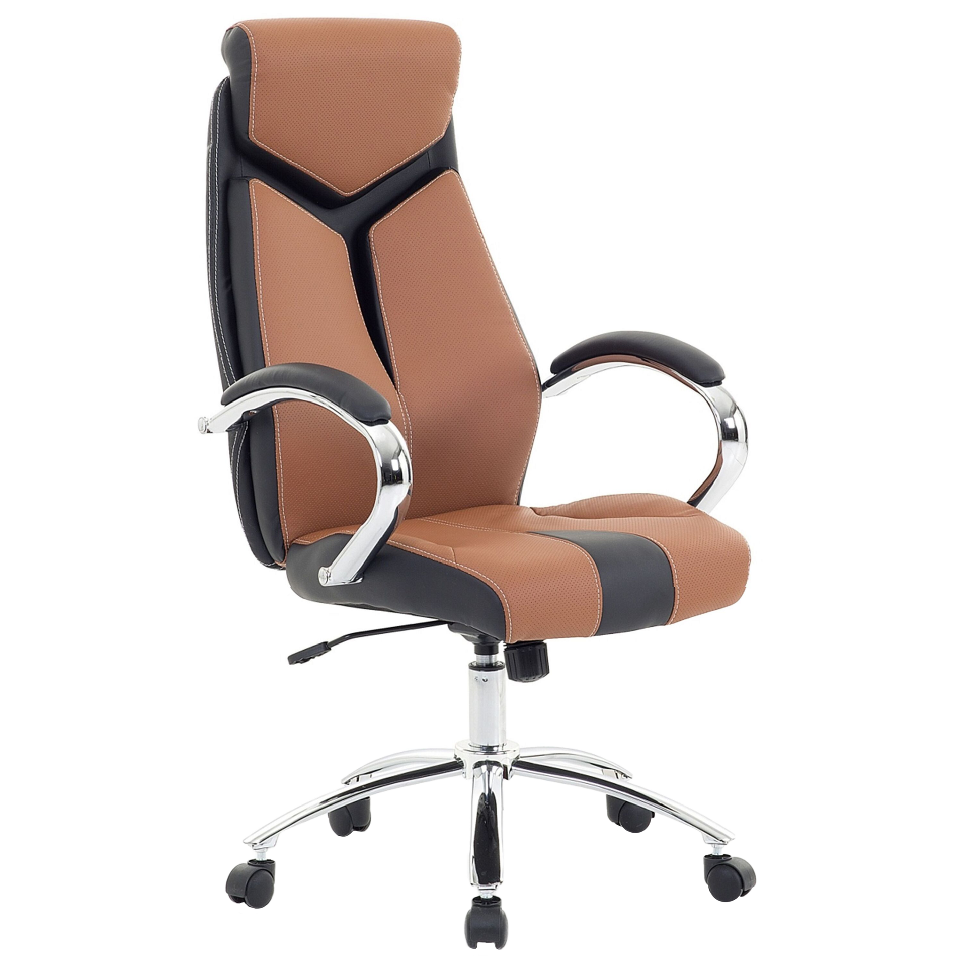 Beliani Krzesło biurowe Krzesło biurowe regulowane ekoskóra brązowe FORMULA 1 22541