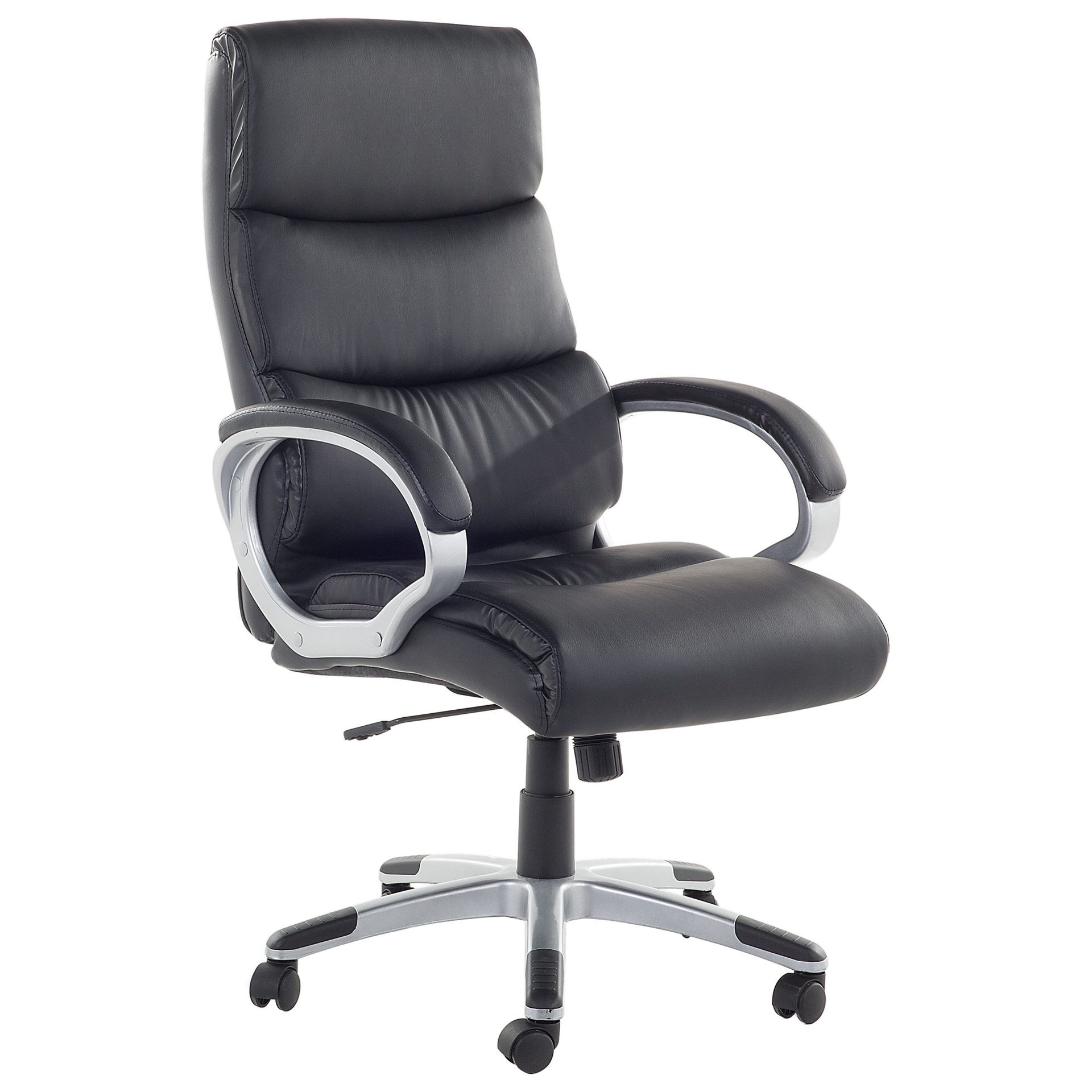 Shumee Krzesło biurowe Shumee Fotel biurowy regulowany ekoskóra czarny KING 31704