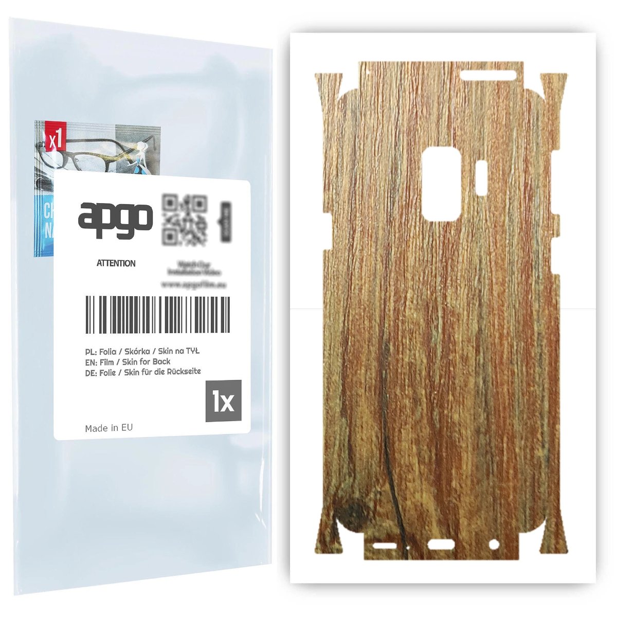 Folia naklejka skórka strukturalna na TYŁ+BOKI do Samsung Galaxy S9 -  Drewno Sosna Antyczna - apgo SKINS