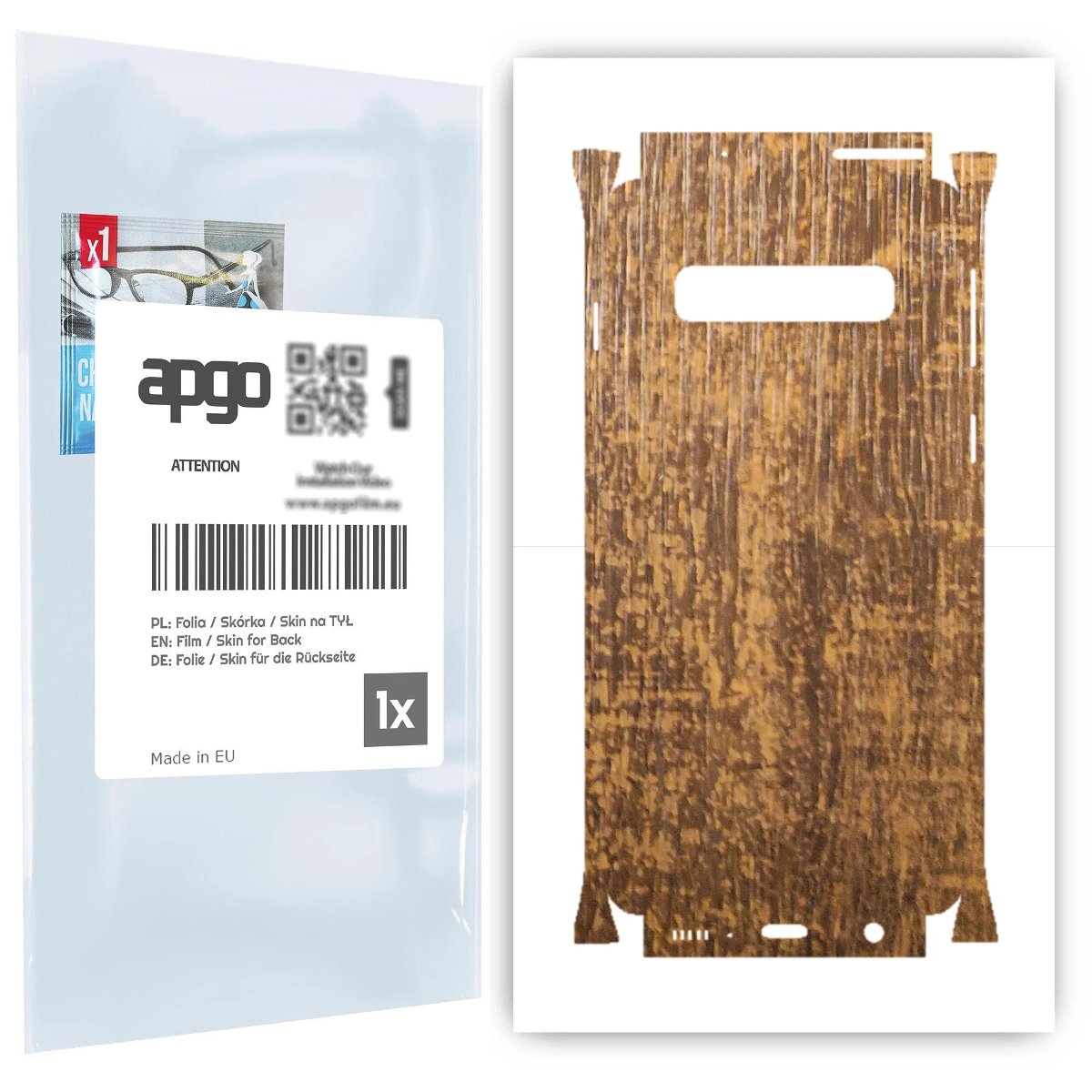 Folia naklejka skórka strukturalna na TYŁ+BOKI do Samsung Galaxy S10 -  Drewno Dąb Stary - apgo SKINS