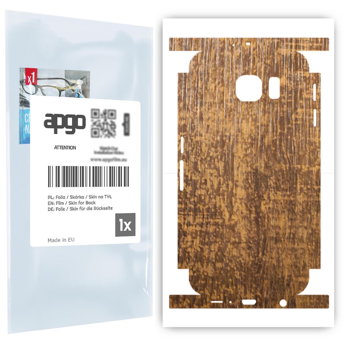 Folia naklejka skórka strukturalna na TYŁ+BOKI do Samsung Galaxy S6 G920 -  Drewno Dąb Stary - apgo SKINS