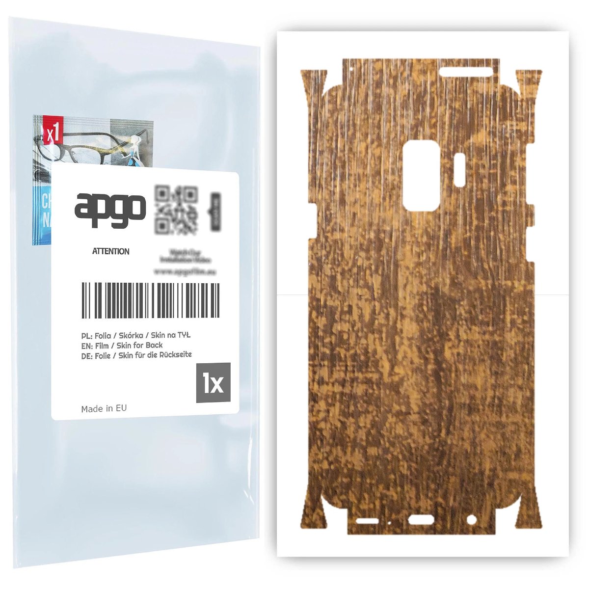 Folia naklejka skórka strukturalna na TYŁ+BOKI do Samsung Galaxy S9 -  Drewno Dąb Stary - apgo SKINS