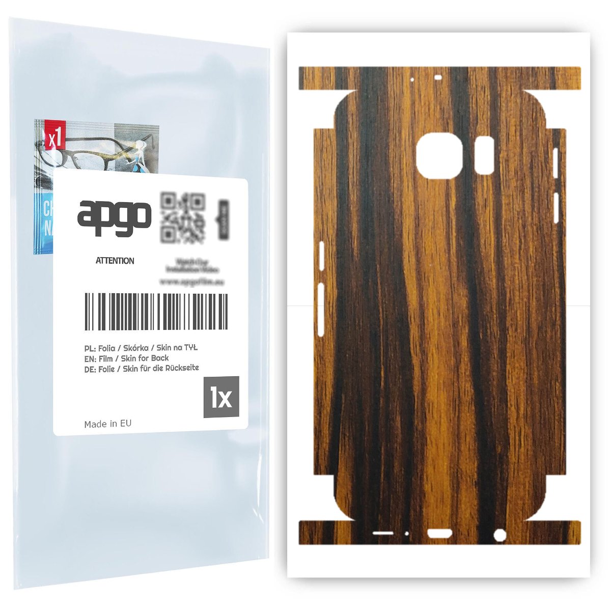 Folia naklejka skórka strukturalna na TYŁ+BOKI do Samsung Galaxy S6 G920 -  Drewno Tygrysie - apgo SKINS
