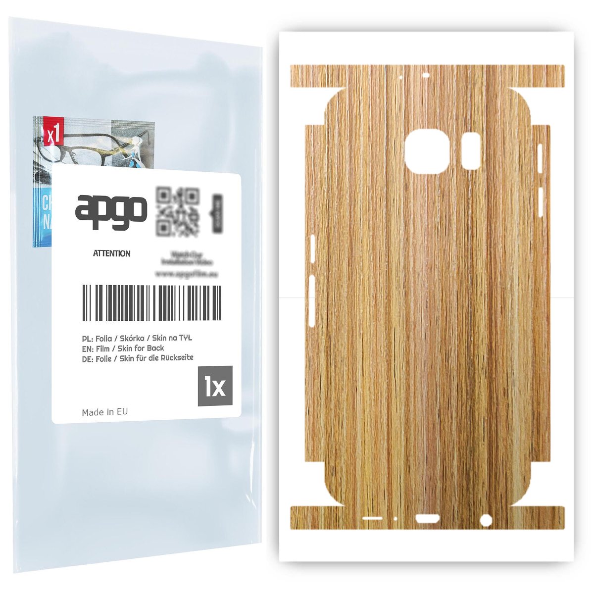 Folia naklejka skórka strukturalna na TYŁ+BOKI do Samsung Galaxy S6 G920 -  Drewno Dąb Miodowy - apgo SKINS