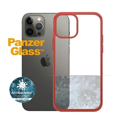 PanzerGlass Obudowa dla telefonów komórkowych ClearCase Antibacterial na Apple iPhone 12/12 Pro 0280) Czerwony