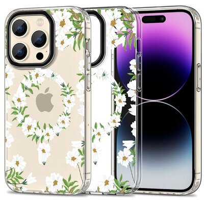 Etui ochronne MagMood do MagSafe do iPhone 15 Pro white daisy