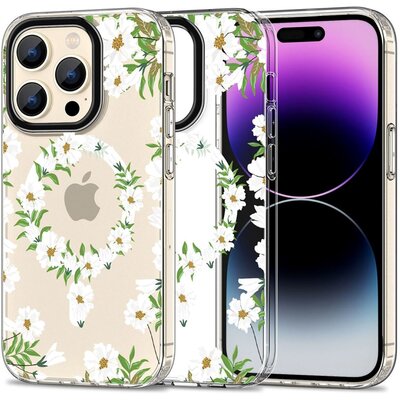 Etui ochronne MagMood do MagSafe do iPhone 15 Pro Max white daisy