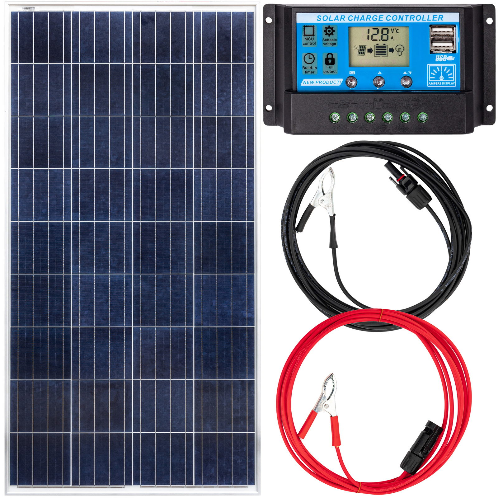 Zestaw solarny fotowoltaiczny 180W 12V (Panel solarny 180W, Regulator napięcia 10A) VOLT POLSKA